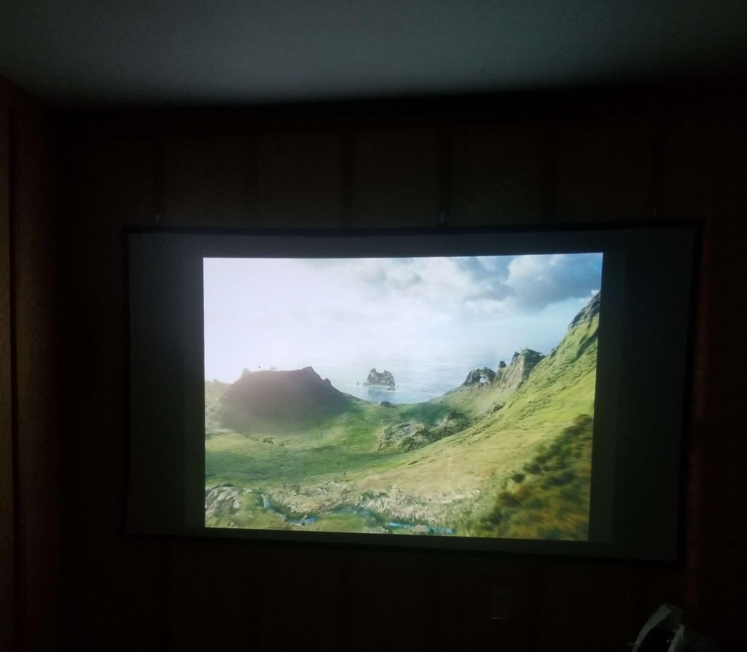 Portable Projector Screen 120 inch with Stainless Telescopic Pole Frame customer photo 1
