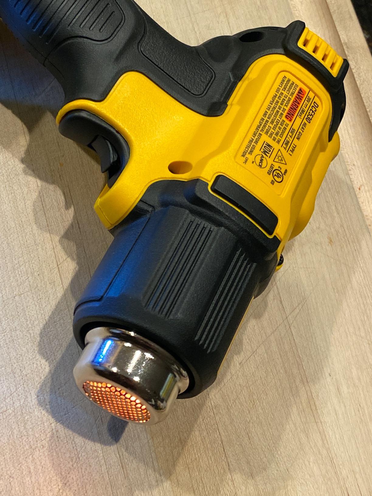 DEWALT 20V MAX Heat Gun, Cordless, Up to 990 Degrees, 42 Minutes of Run Time, LED Light, Heatgun with Flat and Hook Nozzle Attachments,Tool Only (DCE530B) customer photo 2
