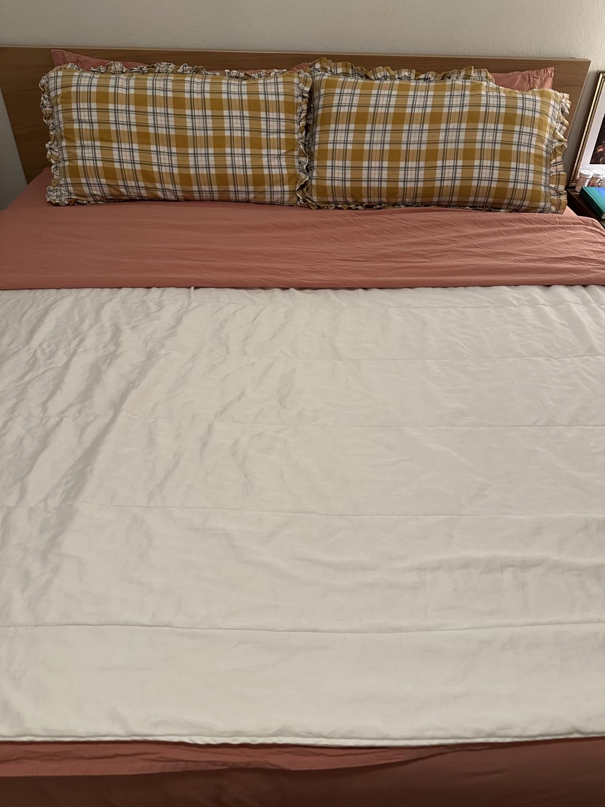 LANE LINEN Queen Sheets 100% Organic Cotton 4pc Percale Cooling - White customer photo 1