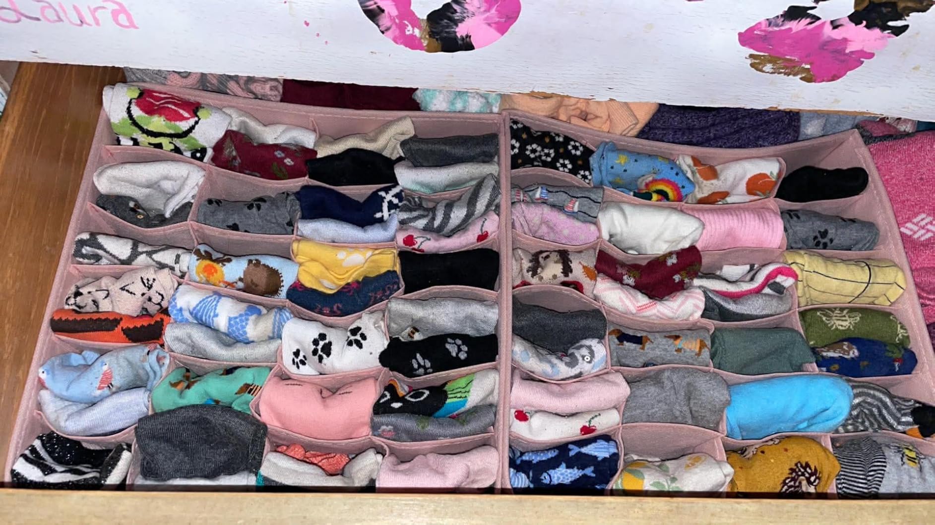 joyoldelf Sock Drawer Organizer Divider 2 Packs Underwear Organizer, 24 Cell Closet Organizers and Storage Organizer Sock Holders Organizers for Storing Socks, Handkerchiefs, Ties, Belts (Grey) customer photo 1