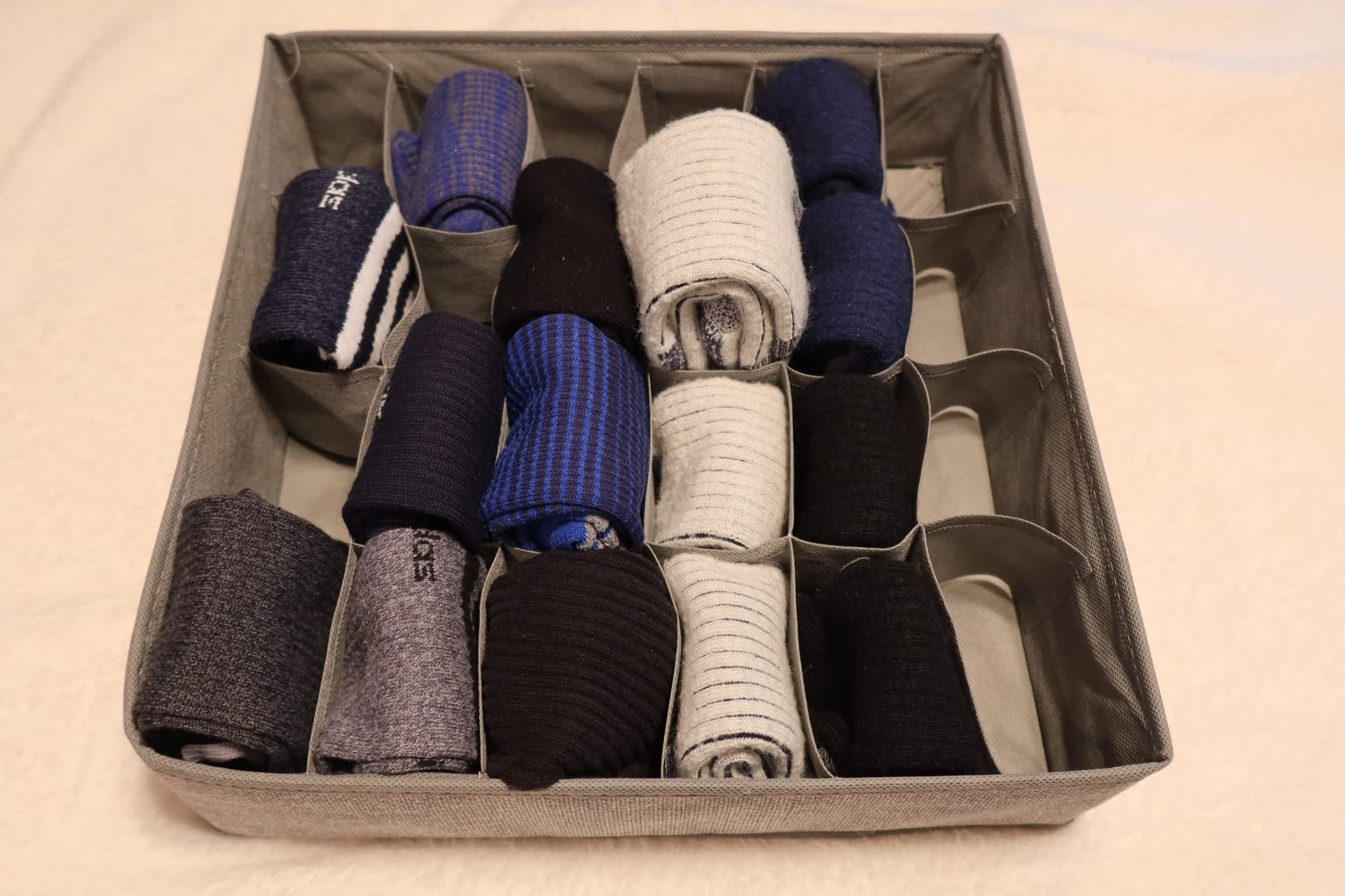 joyoldelf Sock Drawer Organizer Divider 2 Packs Underwear Organizer, 24 Cell Closet Organizers and Storage Organizer Sock Holders Organizers for Storing Socks, Handkerchiefs, Ties, Belts (Grey) customer photo 2