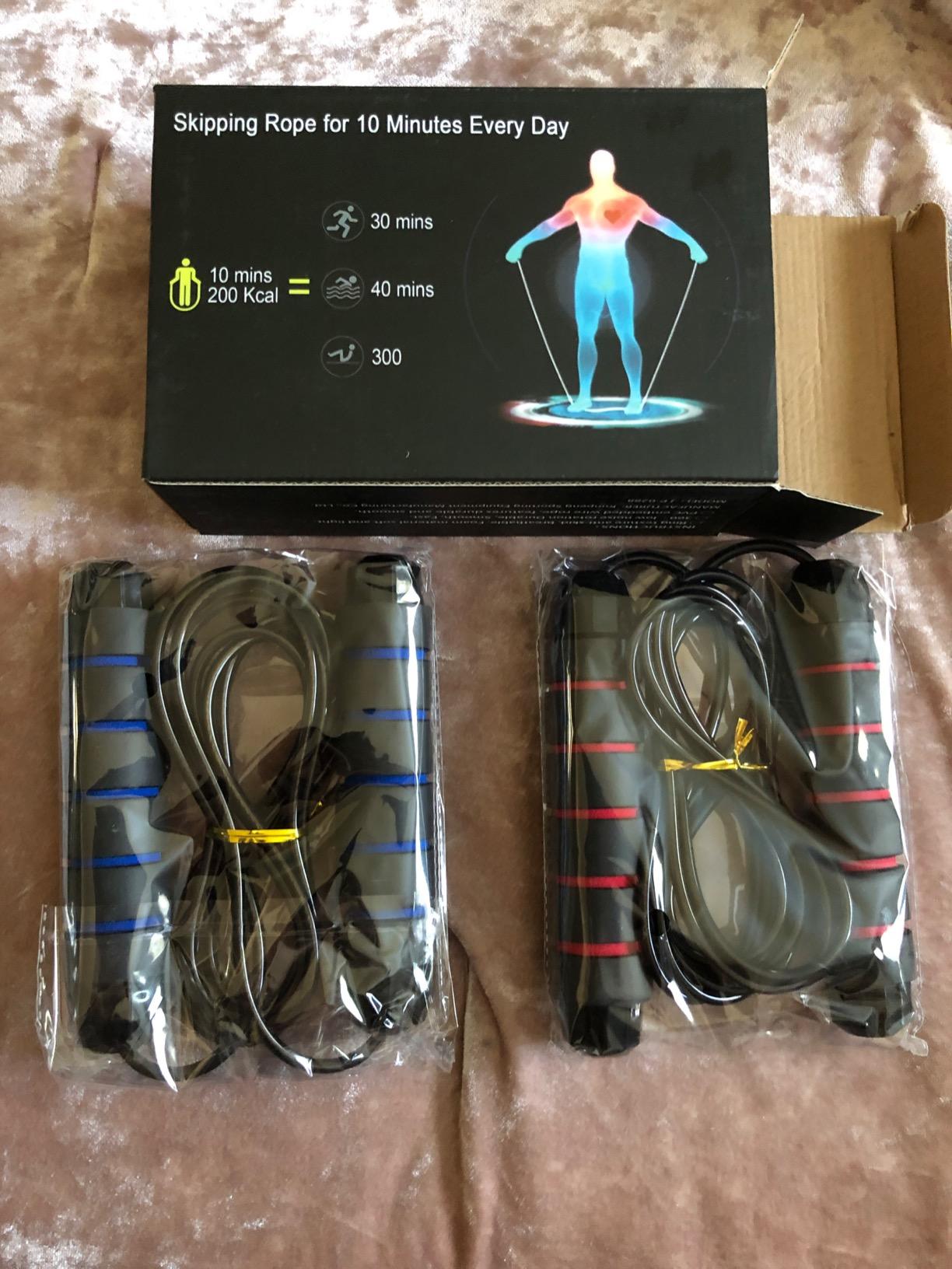 Jump Rope, Ball Bearings Tangle-Free Rapid Speed Cable Skipping Rope, Adjustable Jumping Ropes for Men, Women and Kids - 2 Pack customer photo 2
