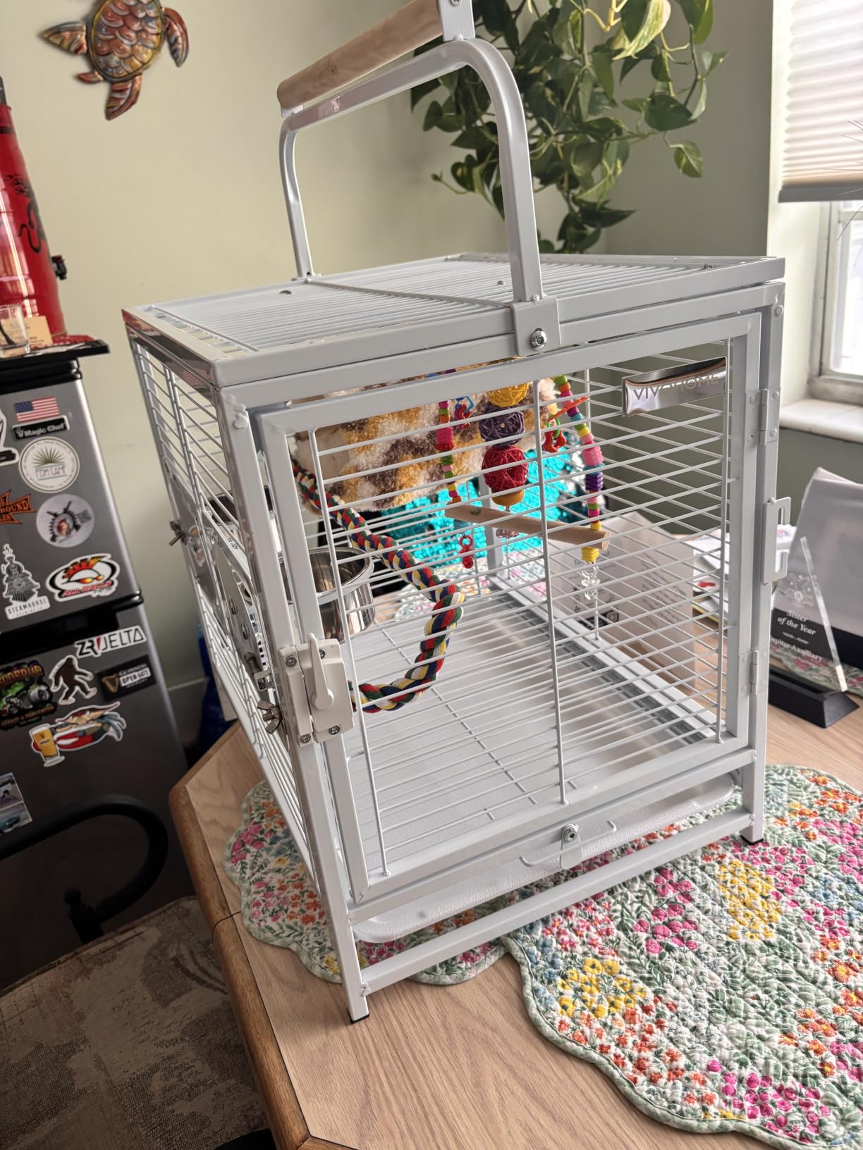 VIVOHOME 19 Inch Wrought Iron Travel Bird Cage for Cockatiel Parakeets customer photo 1