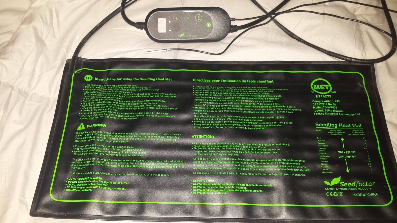 MET Certified Seedling Heat Mat with 50℉~108℉ Digital Thermostat Controller for Seed Germination (20
