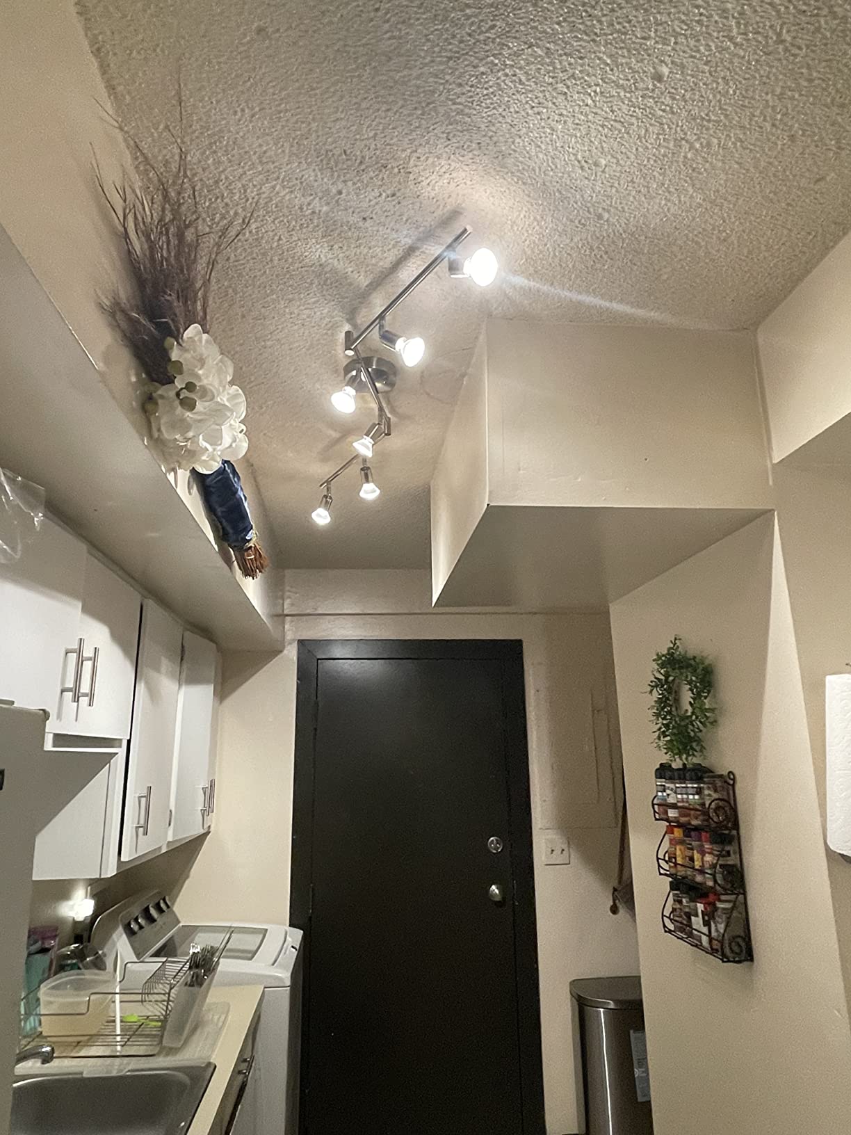 AIBOO 6-Light Adjustable Dimmable Track Lighting Kit, Flexible Foldable Arms,Satin Nickel Kitchen,Hallyway Bed Room Lighting Fixture, GU10 Base Bulbs not Included customer photo 2