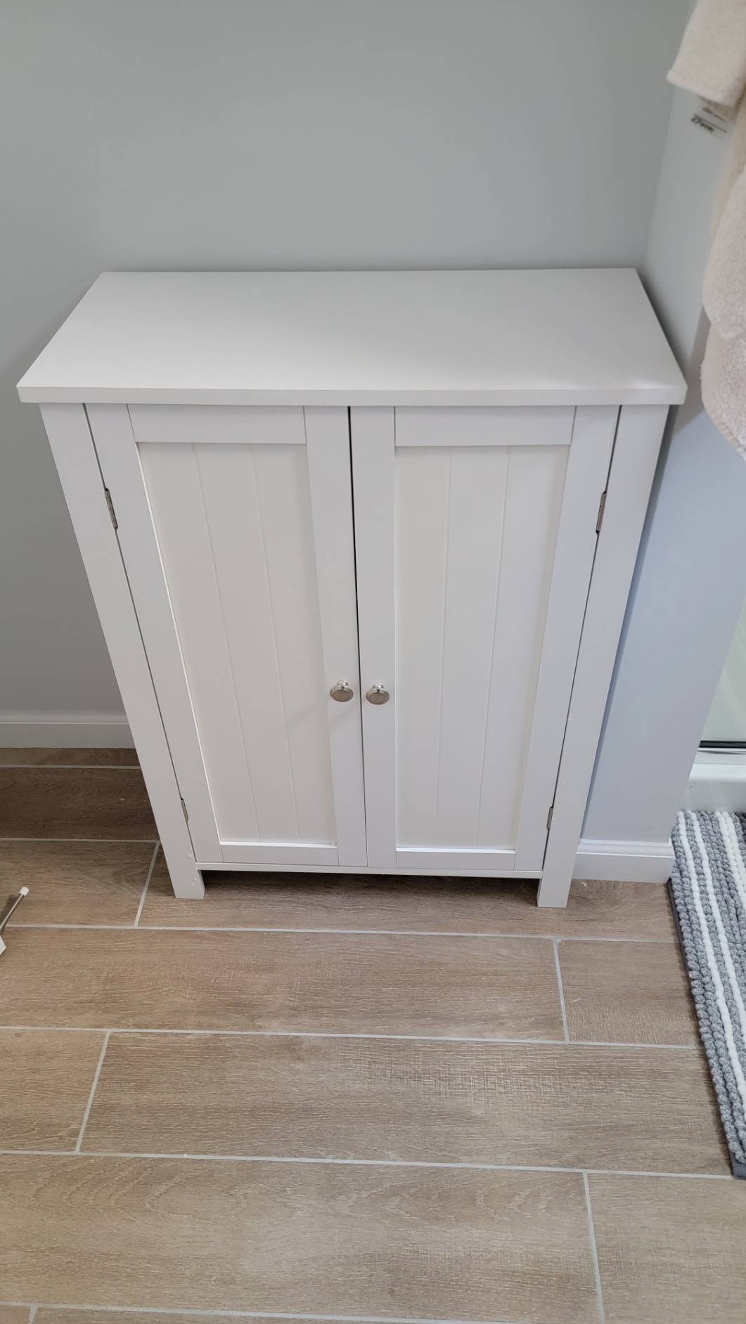 SUPER DEAL Modern Bathroom Floor Storage Cabinet with Adjustable Shelf and Double Door Rust Proof, Living Room Modern Home Furniture Storage Organizer Cabinet customer photo 2