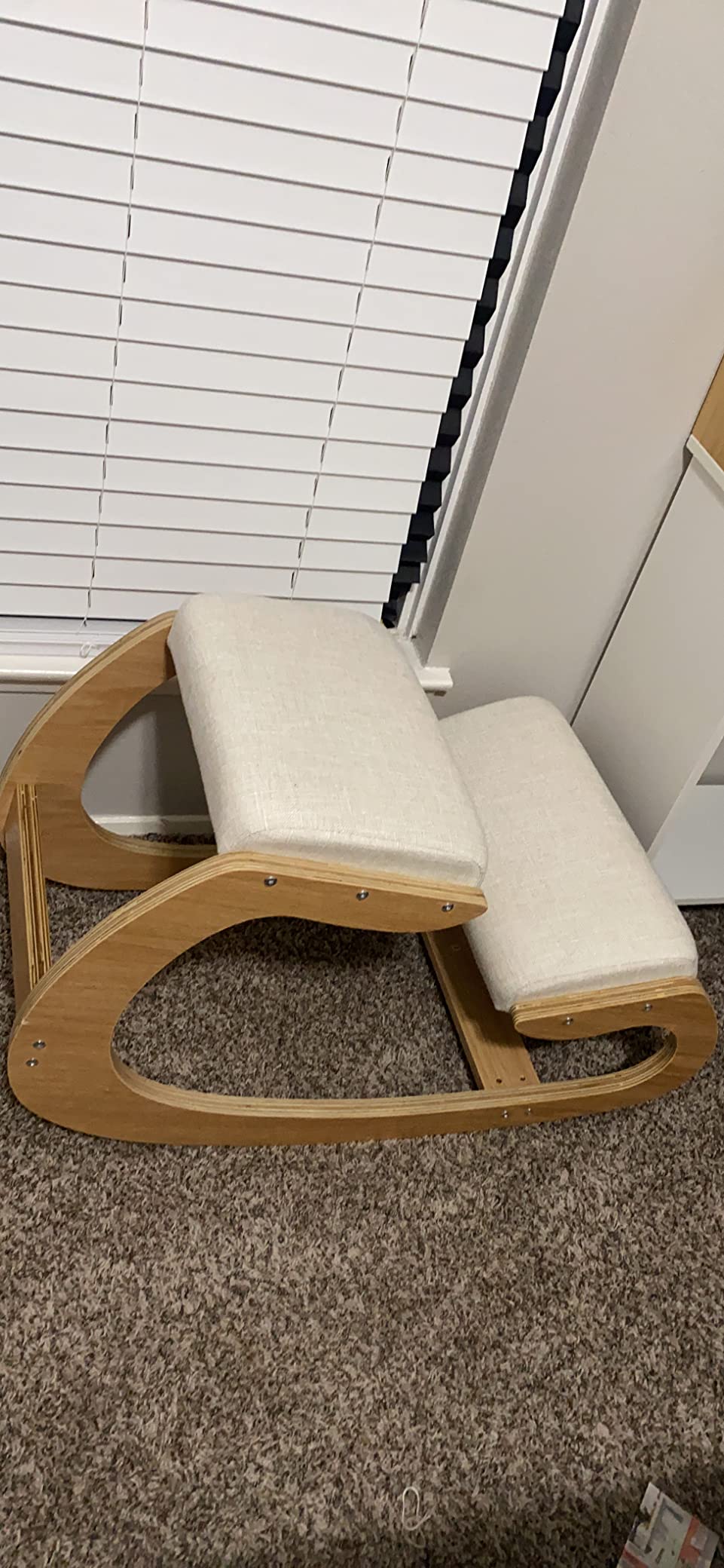 Predawn Adjustable Ergonomic Kneeling Chair – Custom Height Rocking Posture Stool with Thick Cushions, Solid Wood Frame, Knee Support Seat for Adults, Office or Meditation Use(White Oak) customer photo 2