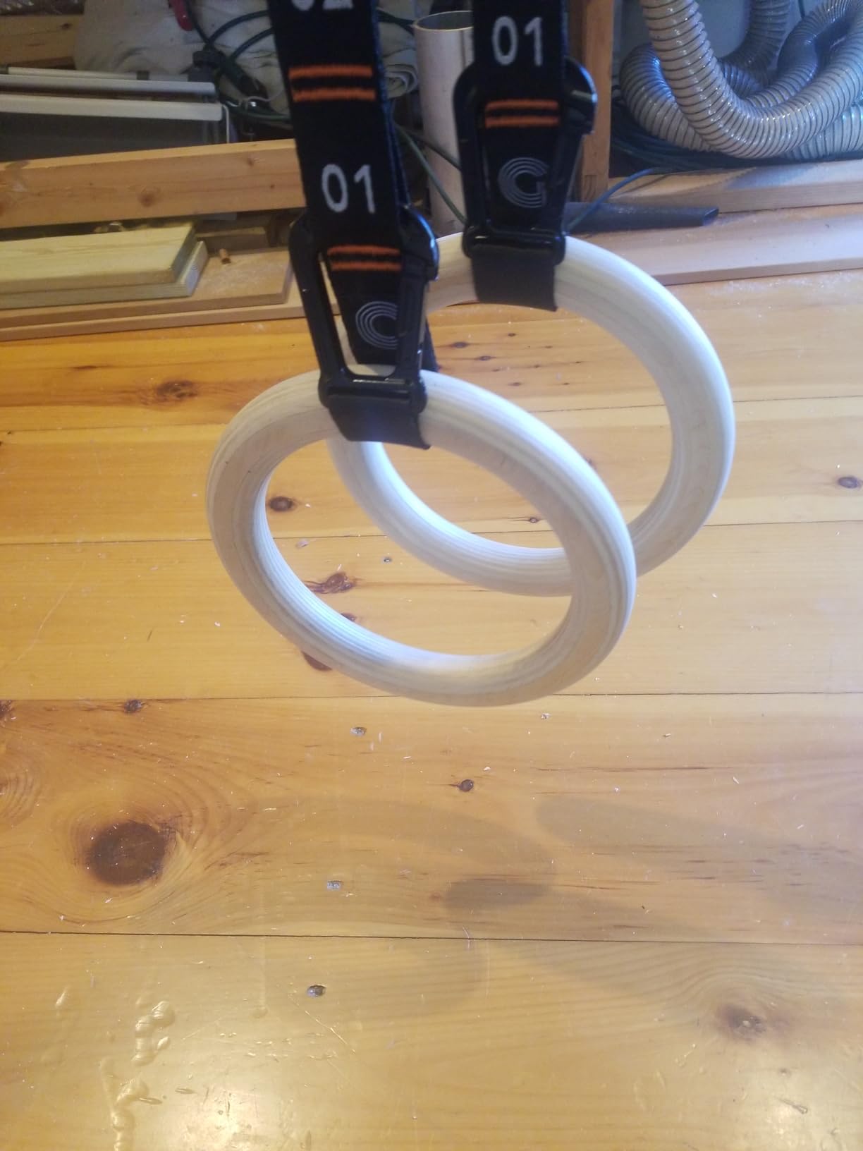 Gonex Wooden Gymnastic Rings with Adjustable Straps Olympic Pull Up Rings customer photo 1
