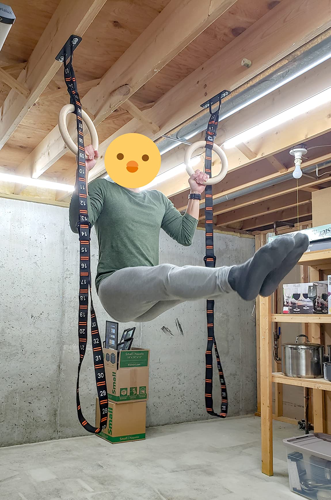 Gonex Wooden Gymnastic Rings with Adjustable Straps Olympic Pull Up Rings customer photo 2