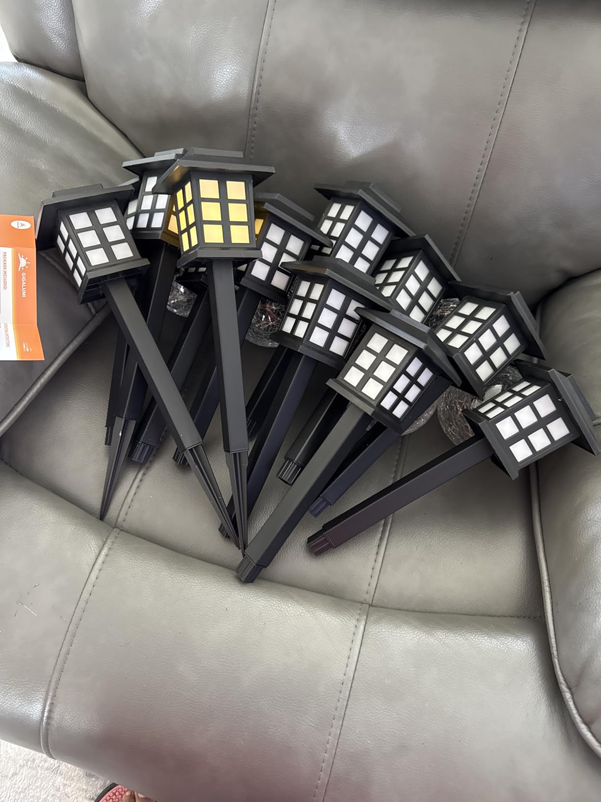 GIGALUMI Solar Lights Outdoor Waterproof 12 Pack, LED Garden Decor | Warm White LED Solar Garden Lights Outdoor Decor, 8 Hours of Landscape Lighting for Garden customer photo 1