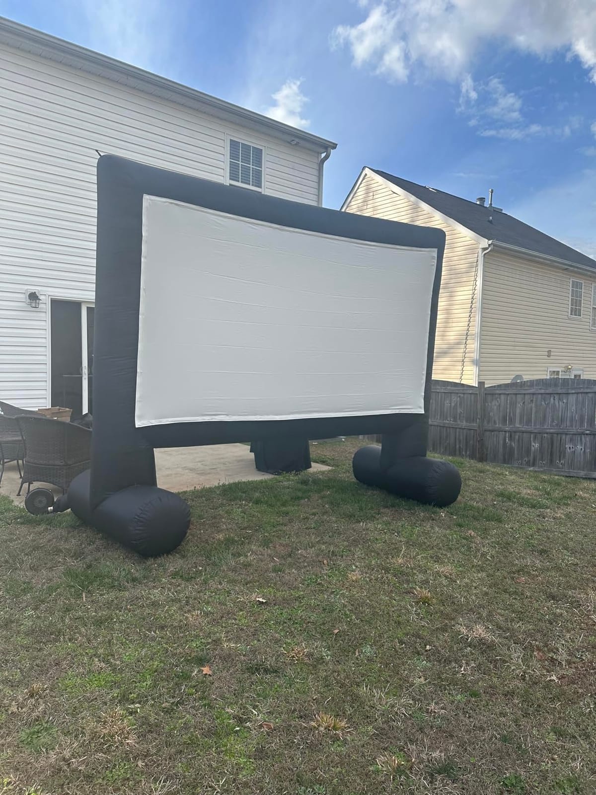 XHYCPY Inflatable Projector Screen 15ft with Air Blower and Storage Bag, Easy Set up, Front and Rear Projection for Outdoor Movie Night Backyard Pool Fun customer photo 1