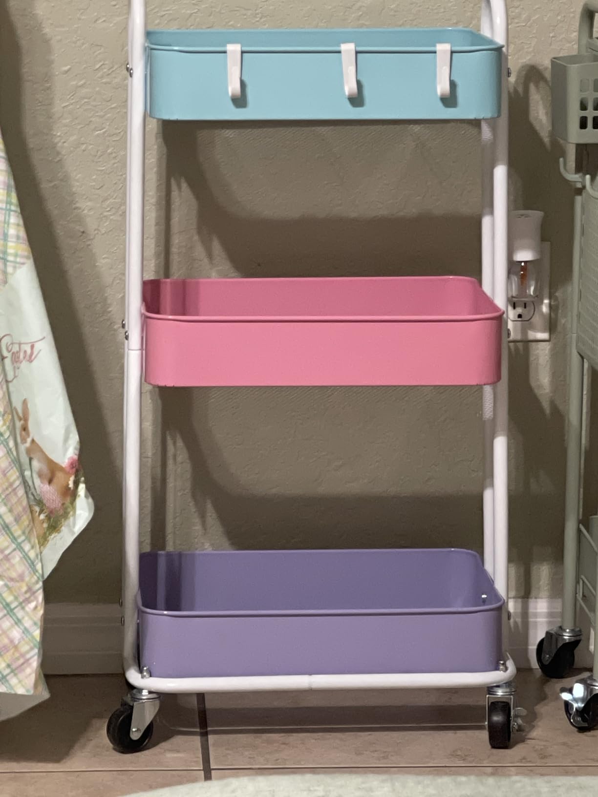 Simple Houseware 3-Tier Heavy Duty Metal Utility Rolling Cart, White customer photo 1