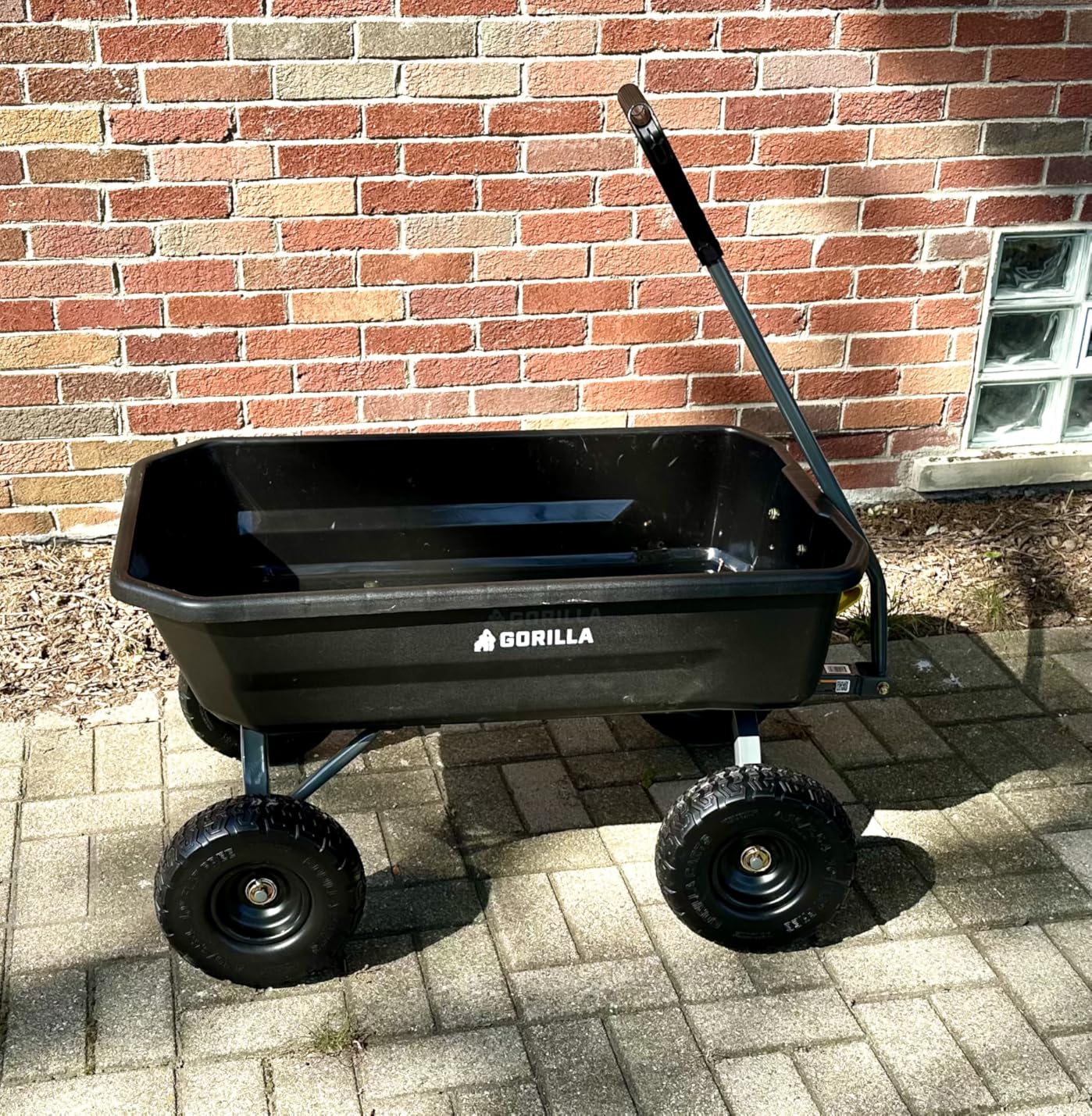 Gorilla Carts Dump Garden Cart, 7 Cu Ft,1200 lb Capacity, No-Flat Tires | Amazon Exclusize,Utility Cart, Patented roll-over dump design, 2-in-1 hand or tractor tow handle, Rust-resistant poly bed customer photo 2