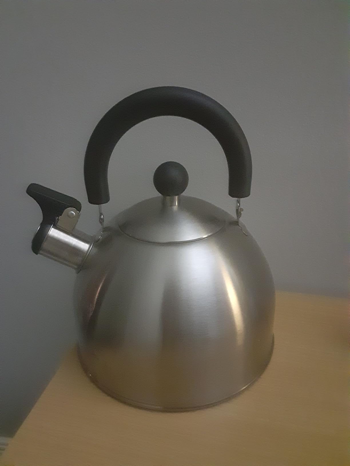 Primula Stewart Whistling Tea Kettle for Stovetop, Stainless Steel Stove Top Kettle with Fast Boil Whistling Spout and Cool Touch Folding Handle, 1.5-Quart, Brushed Silver with Black Handle customer photo 1