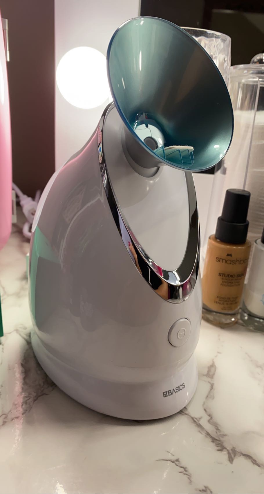 EZBASICS Facial Steamer, Nano Ionic Warm Mist for Facial Deep Cleaning Blue customer photo 2