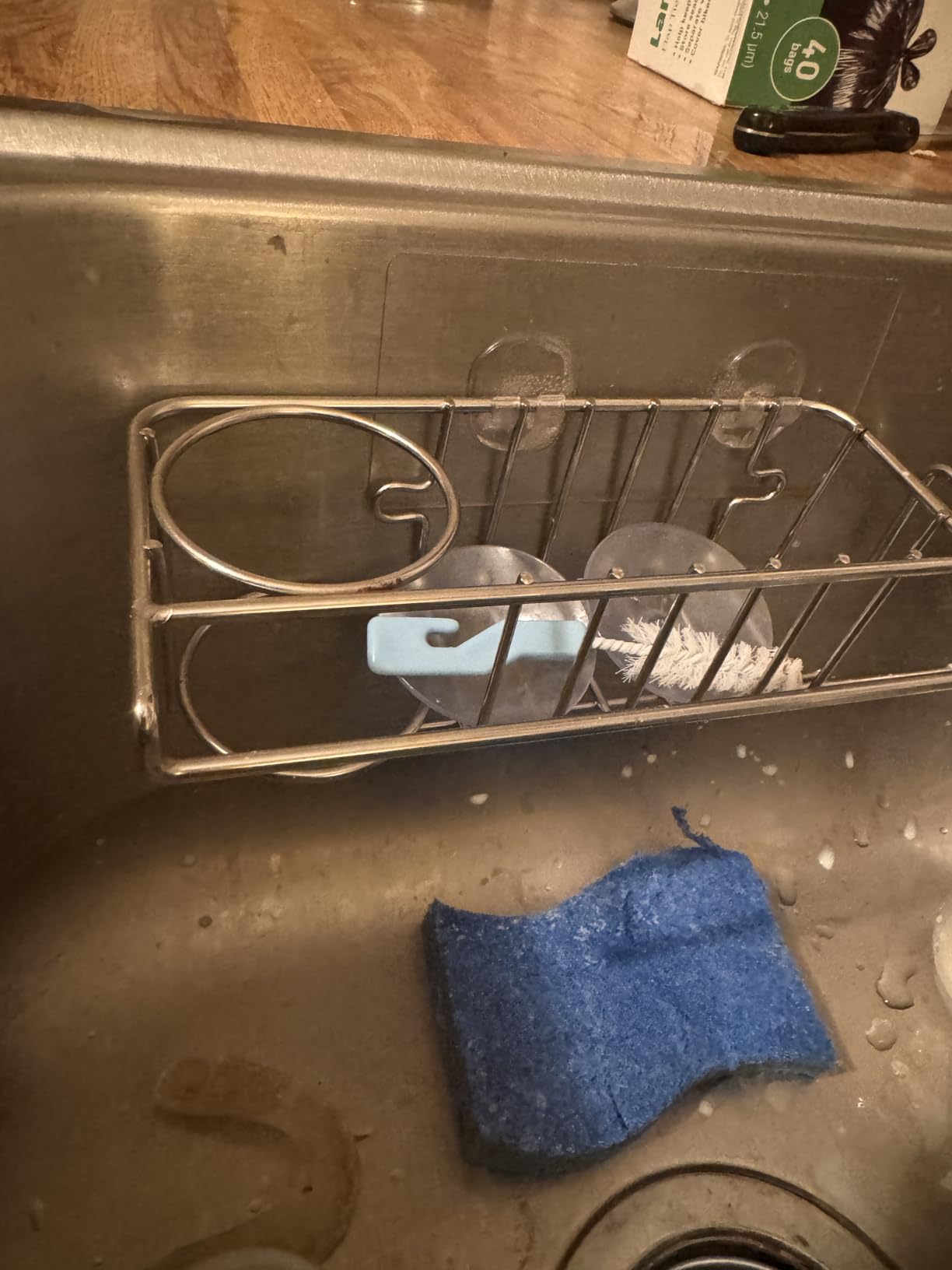 HapiRm 4 in 1 Sink Caddy Sponge Holder, SUS304 Stainless Steel Kitchen Brush Holder and Dish Cloth Hanger, Kitchen Organizers and Storage Essentials - Silver customer photo 1