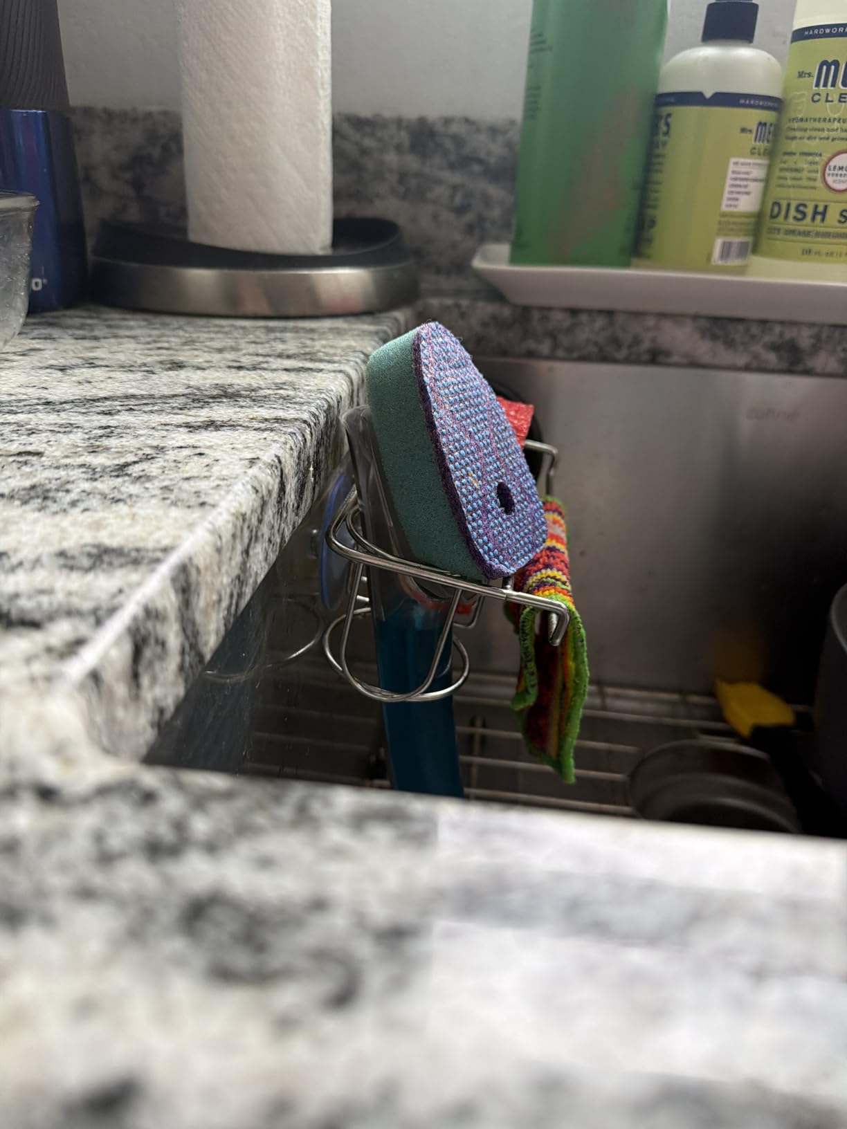 HapiRm 4 in 1 Sink Caddy Sponge Holder, SUS304 Stainless Steel Kitchen Brush Holder and Dish Cloth Hanger, Kitchen Organizers and Storage Essentials - Silver customer photo 2