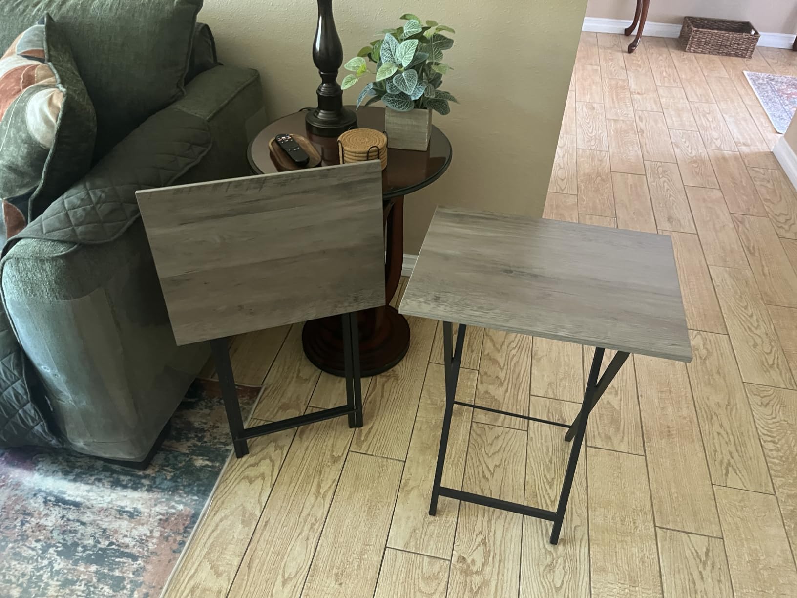 HOOBRO Folding TV Tray Tables, Set of 2 Side Table for Small Space, Industrial Snack Tables for Eating at Couch, Stable Metal Frame, Easy Assembly, Space Saving, Rustic Brown and Black BF25BZ01 customer photo 1