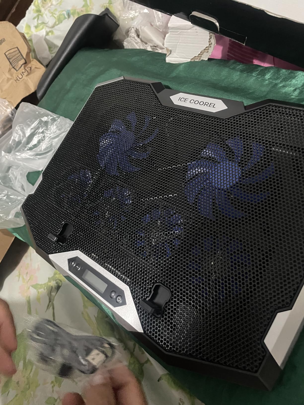ICE COOREL Gaming Laptop Cooling Pad 15-17.3 Inch, Laptop Fan with 6 RGB Cooling Fans, Laptop Cooling Stand with 6 Height Adjustable, Laptop Cooler with LCD Screen, 2 USB Ports, Phone Stand customer photo 2
