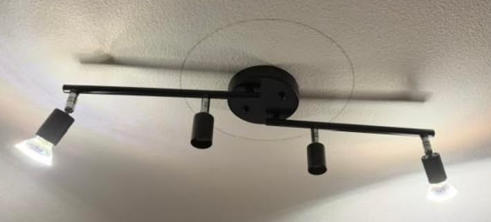 Unicozin LED 4 Light Track Lighting Kit, 24.8'' Black 4 Way Ceiling Spot Lighting, Flexibly Rotatable Head, Track Light Included 4 x LED GU10 Bulb (4W, Daylight White 5000K, 400LM) customer photo 2