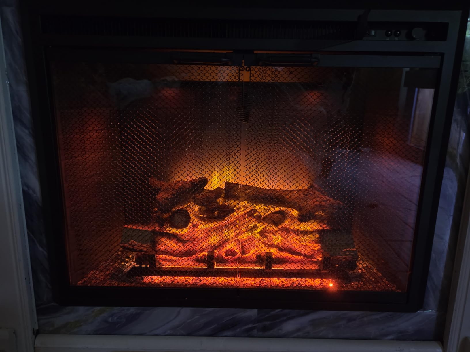 PuraFlame Klaus Electric Fireplace Insert with Fire Crackling Sound, Glass Door and Mesh Screen, 750/1500W, Black, 33 1/16 Inches Wide, 25 9/16 Inches High customer photo 1