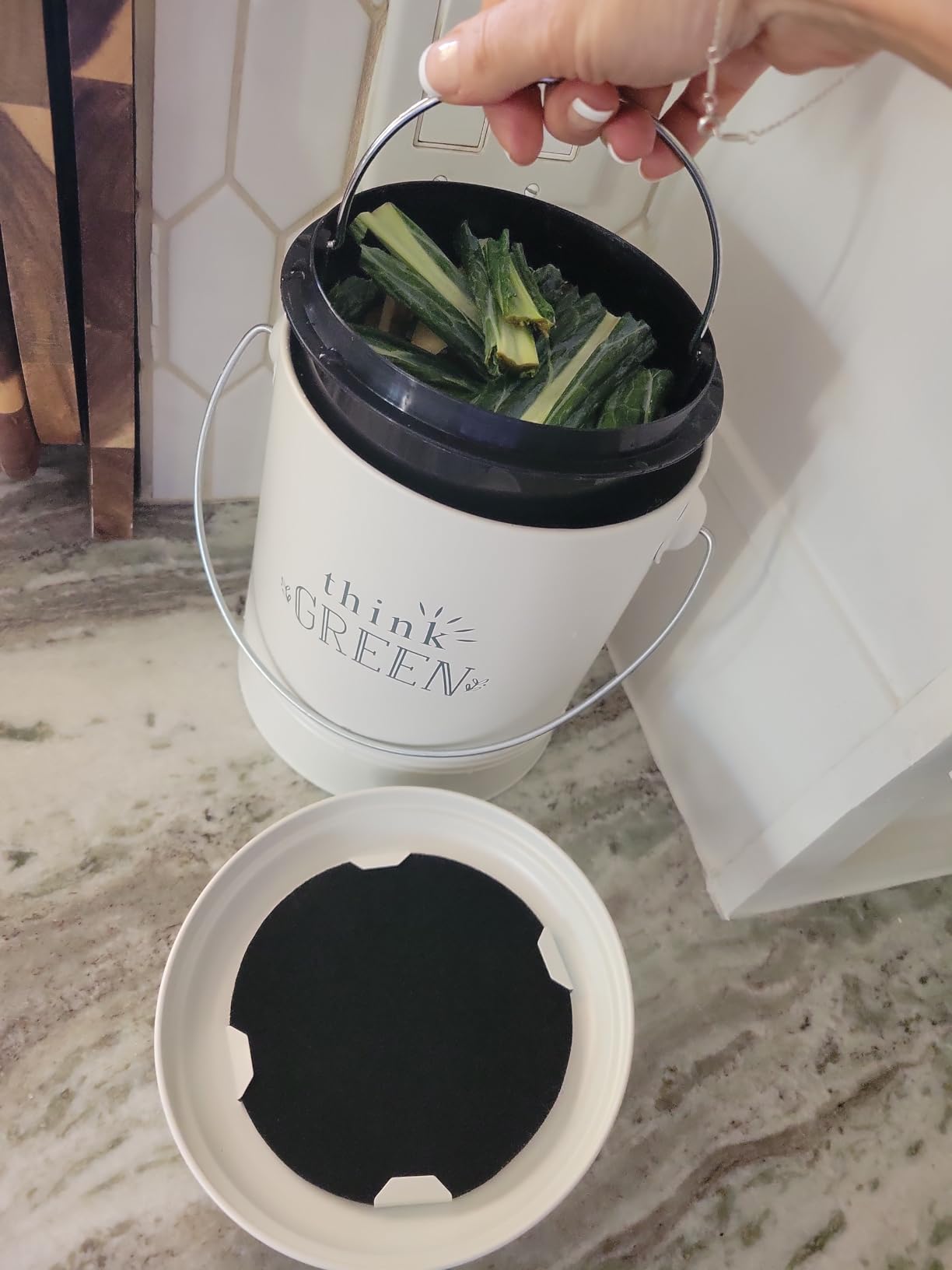 Barnyard Designs 1.2 Gallon Kitchen Counter Compost Bin with Lid (Mint) customer photo 2