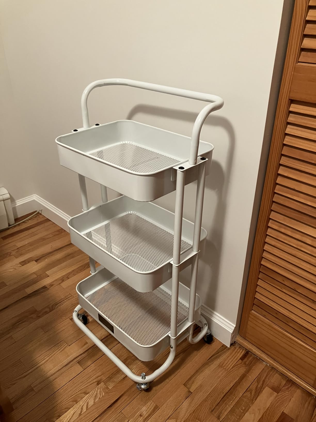 Pipishell 3 Tier Rolling Cart, Utility Cart with Wheels & Handle, White customer photo 1