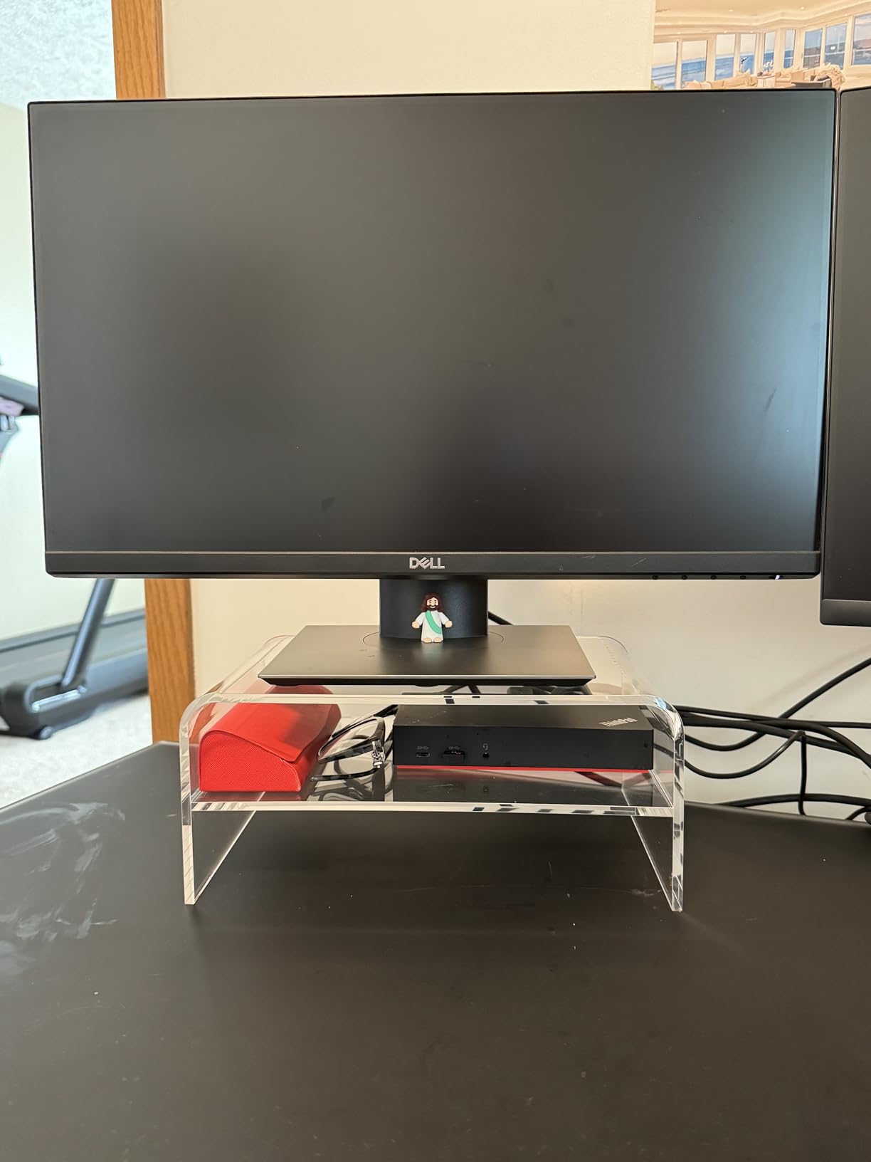 Egchi Clear Acrylic Monitor Stand Riser 2 Tier, 5.12 Inches High Clear Computer Desk Organizer Shelf for Multi Media PC Storage Laptop customer photo 1