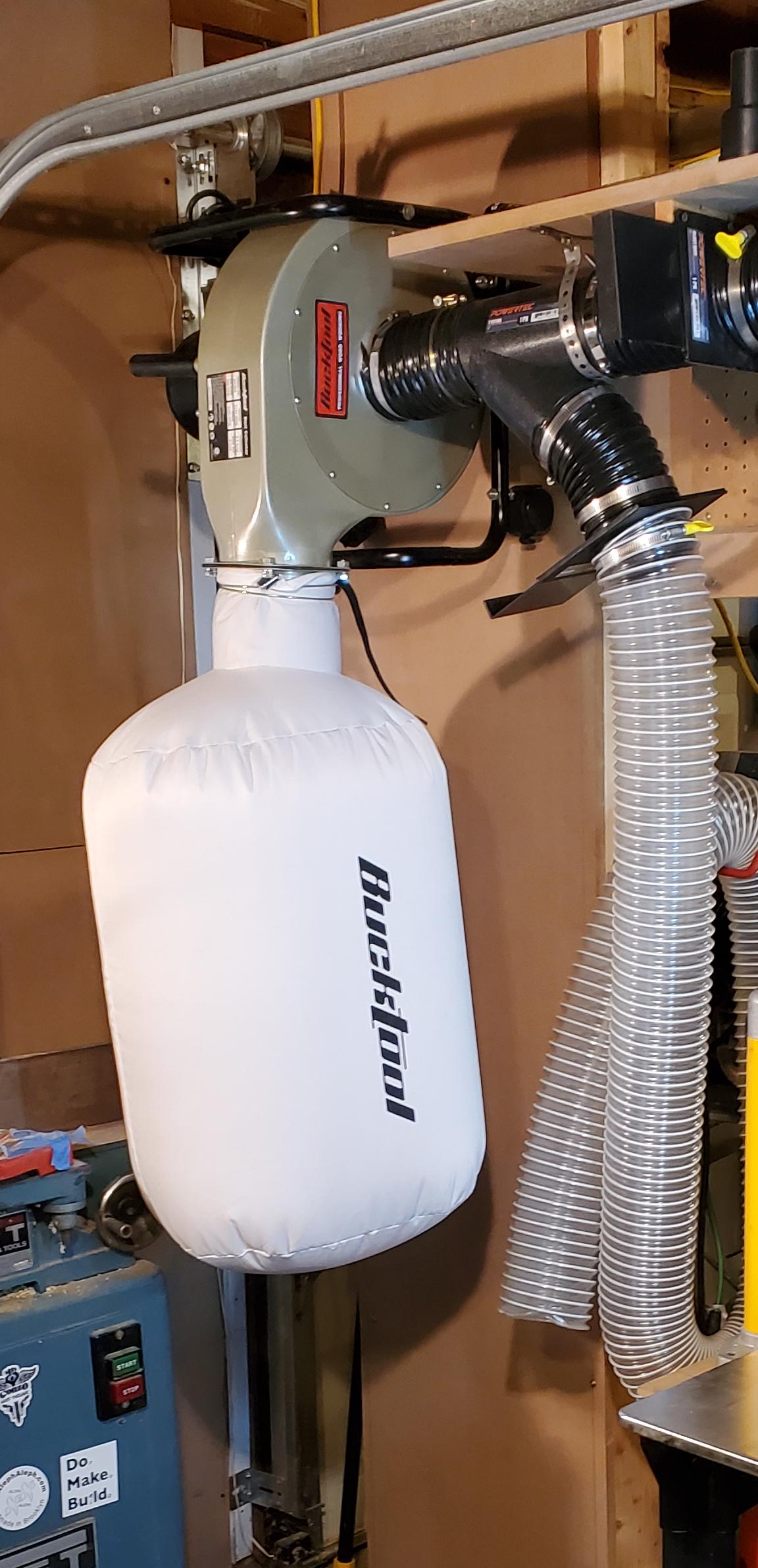 BUCKTOOL 1HP 6.5AMP Wall-mount Dust Collector with Remote Control and 2-micron Dust Filter Bag 550CFM Air Flow DC30A-1 customer photo 1