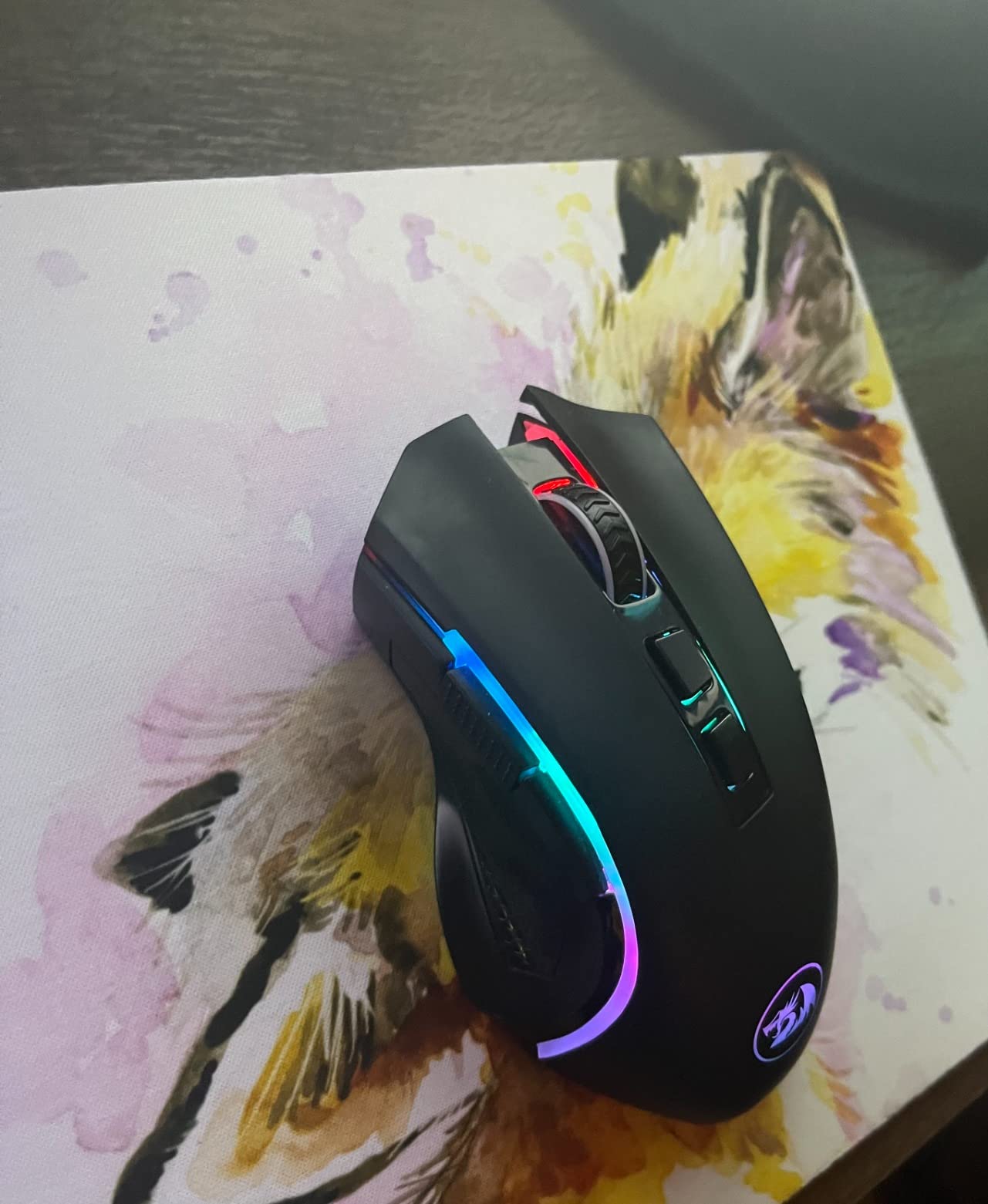 Redragon M602 Griffin RGB Gaming Mouse, Tri-Mode 2.4G/USB-C/Bluetooth Mouse Gaming, RGB Spectrum Backlit Ergonomic Mouse with 7 Programmable Backlight Modes up to 8000 DPI for Win PC Gamers (Wireless) customer photo 2