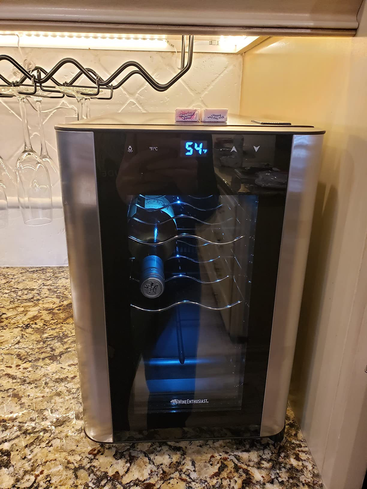 Wine Enthusiast 6-Bottle Countertop Wine Cooler – Compact Mini Wine Cooler for Kitchen or Bedroom with 3 Shelves, Energy-Efficient Cooling, Adjustable Digital Temperature Control customer photo 2