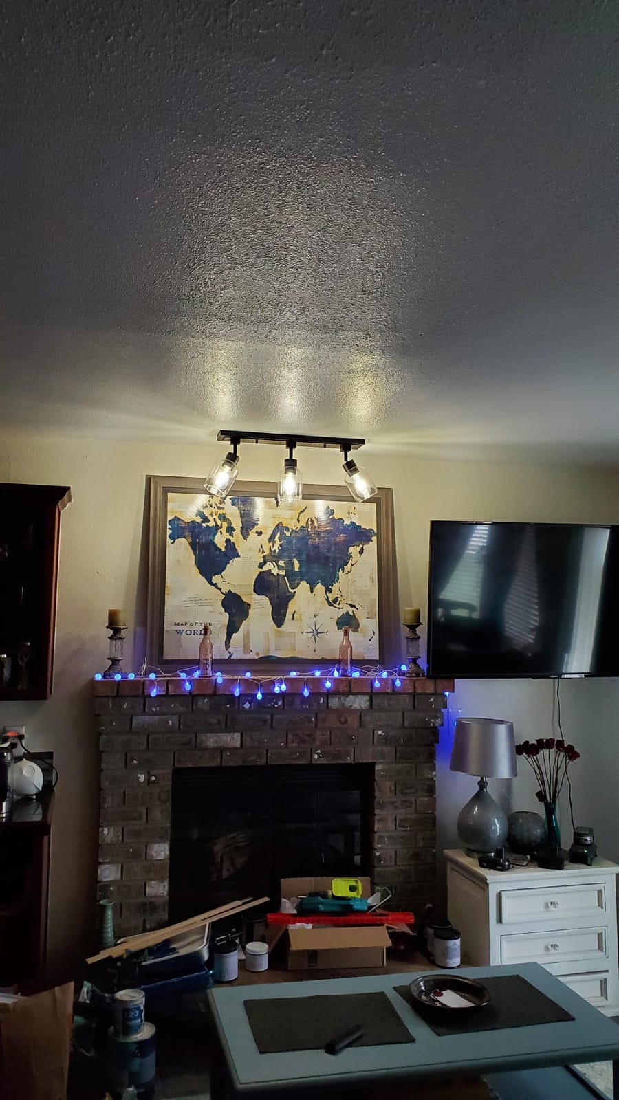 Globe Electric 59798 3-Light Track Lighting, Wood Toned and Matte Black Finish, 25 inch, Clear Glass Shades, Adjustable Heads, E26 Base, Dimmable, Rustic Modern Style customer photo 2
