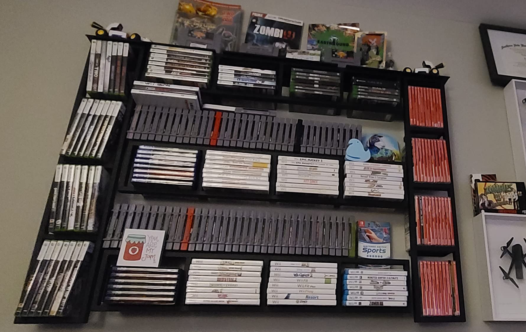 You Have Space Black Floating Shelves for Wall, 34 Inch Video Games CD DVD Storage Shelves, Cube Storage Organizer Shelf Set of 3 customer photo 2