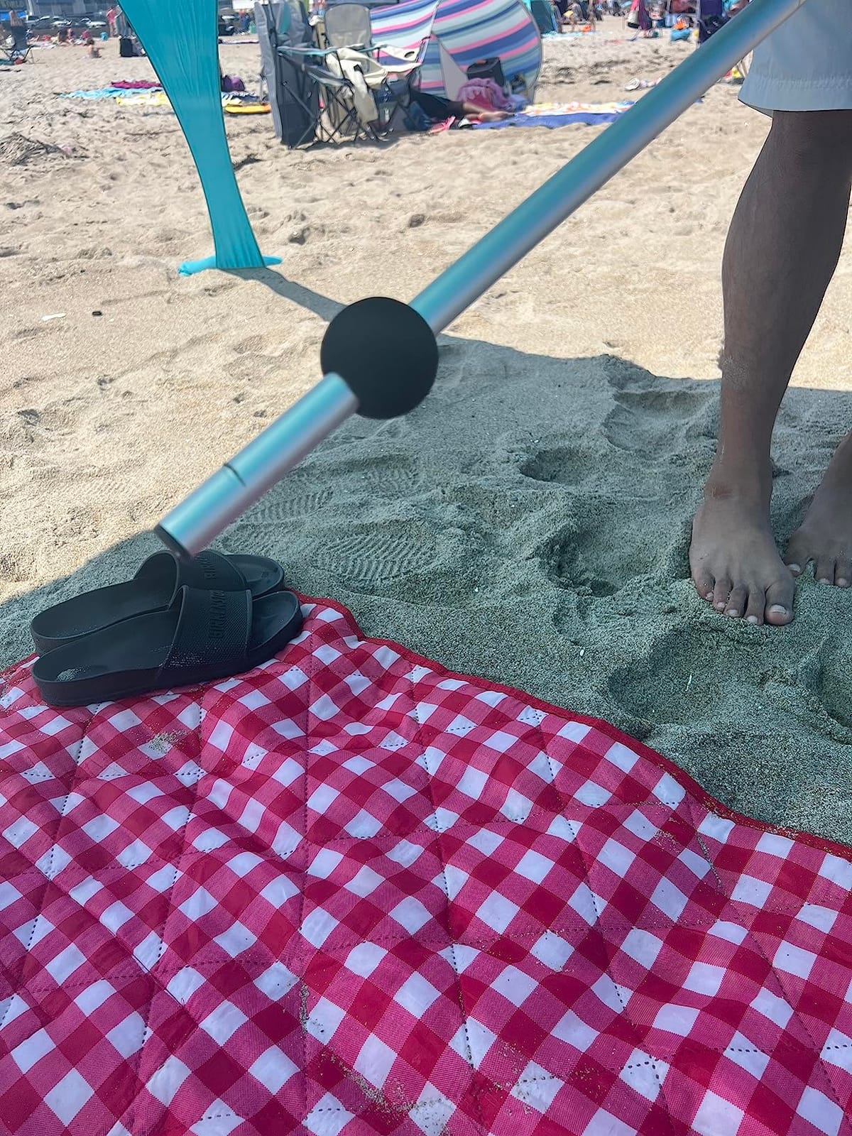 Family Beach Tent Canopy Sun Shade, Pop Up Grande Beach Tent Sun Shelter Stability 4 Poles with Portable Carry Bag Outdoor Shade for Fishing Backyard Camping customer photo 2