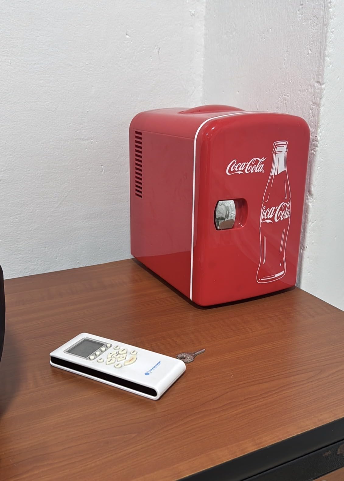 Coca Cola Mini Fridge for Bedroom Cosmatic Office 4L Small Refrigerator 6 Can Mini Dorm Fridge Portable Cooler 12V DC 110V AC Personal Travel Snacks Drinks Red customer photo 1