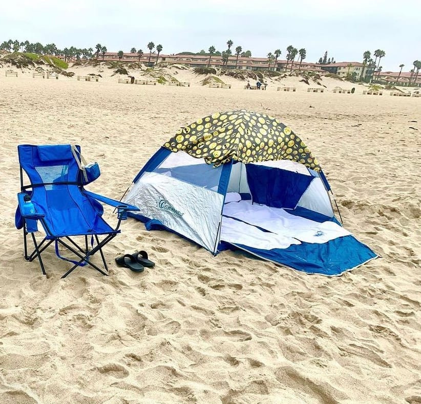 COMMOUDS Beach Tent Sun Shelter for 3/4/6/8 Person, UPF 50+ UV Protection Beach Shade Canopy Tent, Lightweight, Easy Set Up and Carry customer photo 1