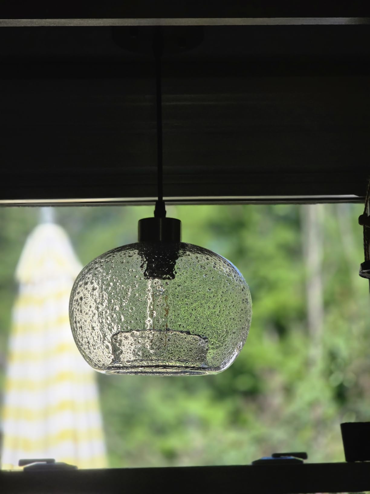CASAMOTION Glass Pendant Lights Kitchen Island, Marble Blue 8.7 Inch 2 Pack customer photo 2