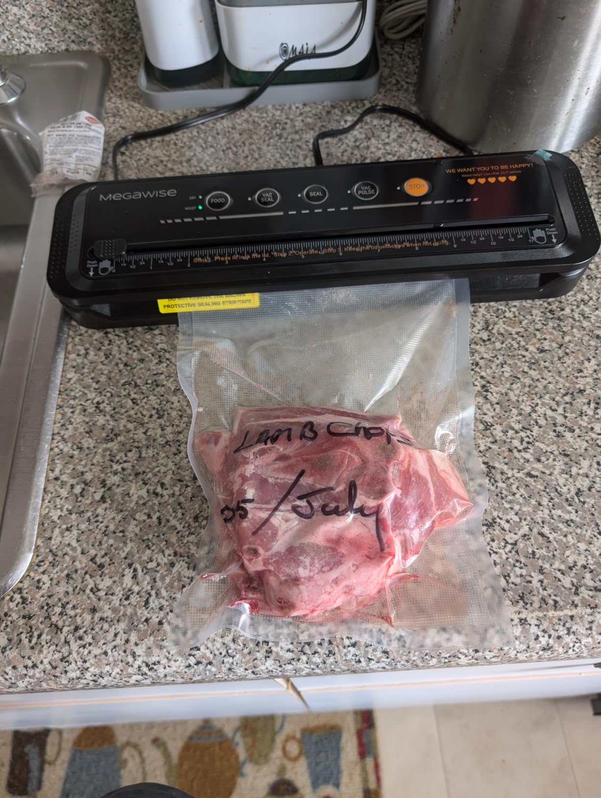 Updated Vacuum Sealer Machine 2025, MEGAWISE Food Sealer w/Starter Kit, Dry & Moist Food Modes, Compact Design with 10 Vacuum Bags & Built-in Cutter (Grey) customer photo 1