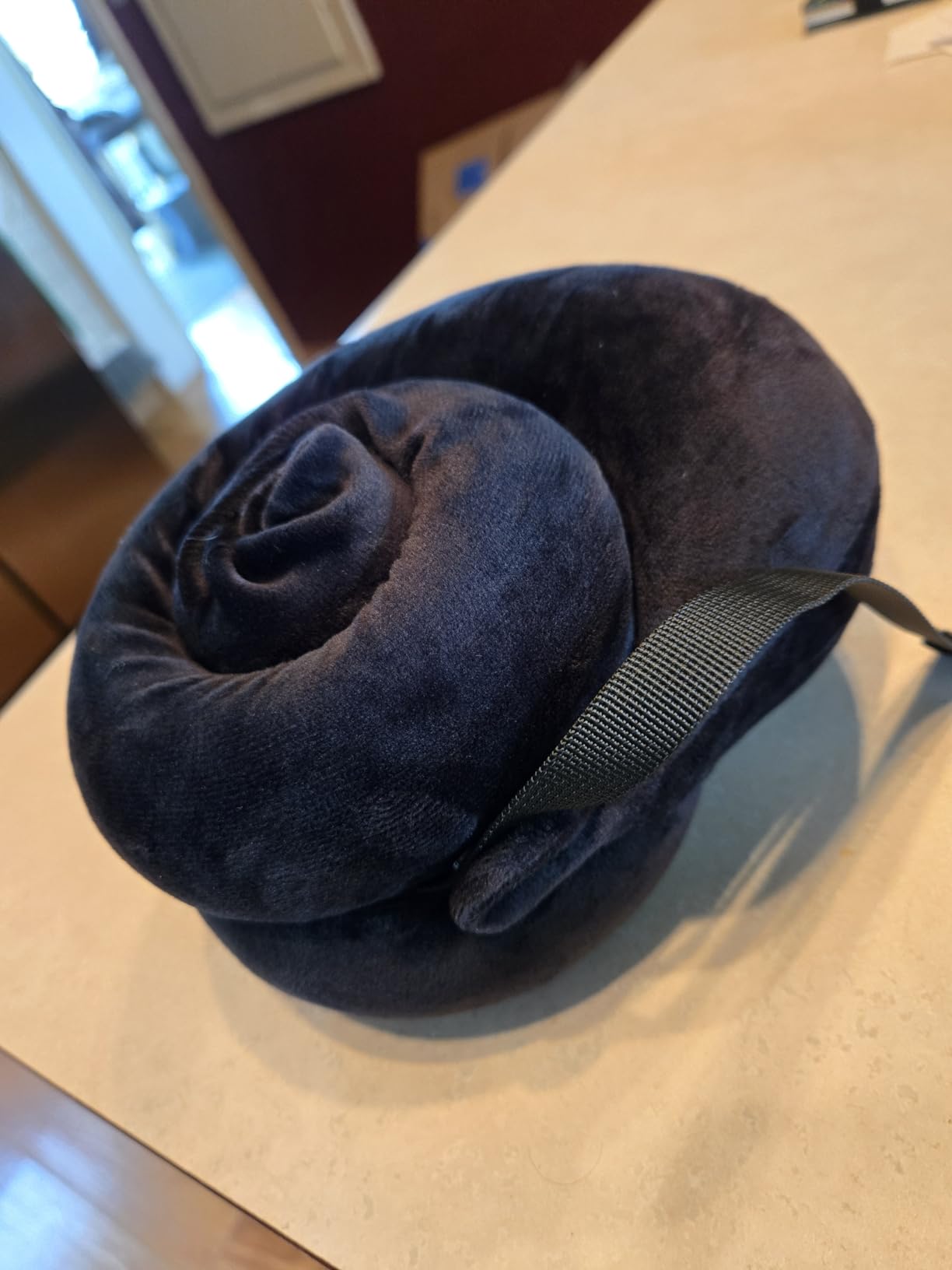 Fabuday Memory Foam Travel Pillows for Airplanes - Neck Pillow for Traveling with Attachable Snap Strap Soft Washable Cover, Flight Pillow for Sleeping, Car, Home, Office, Black customer photo 2