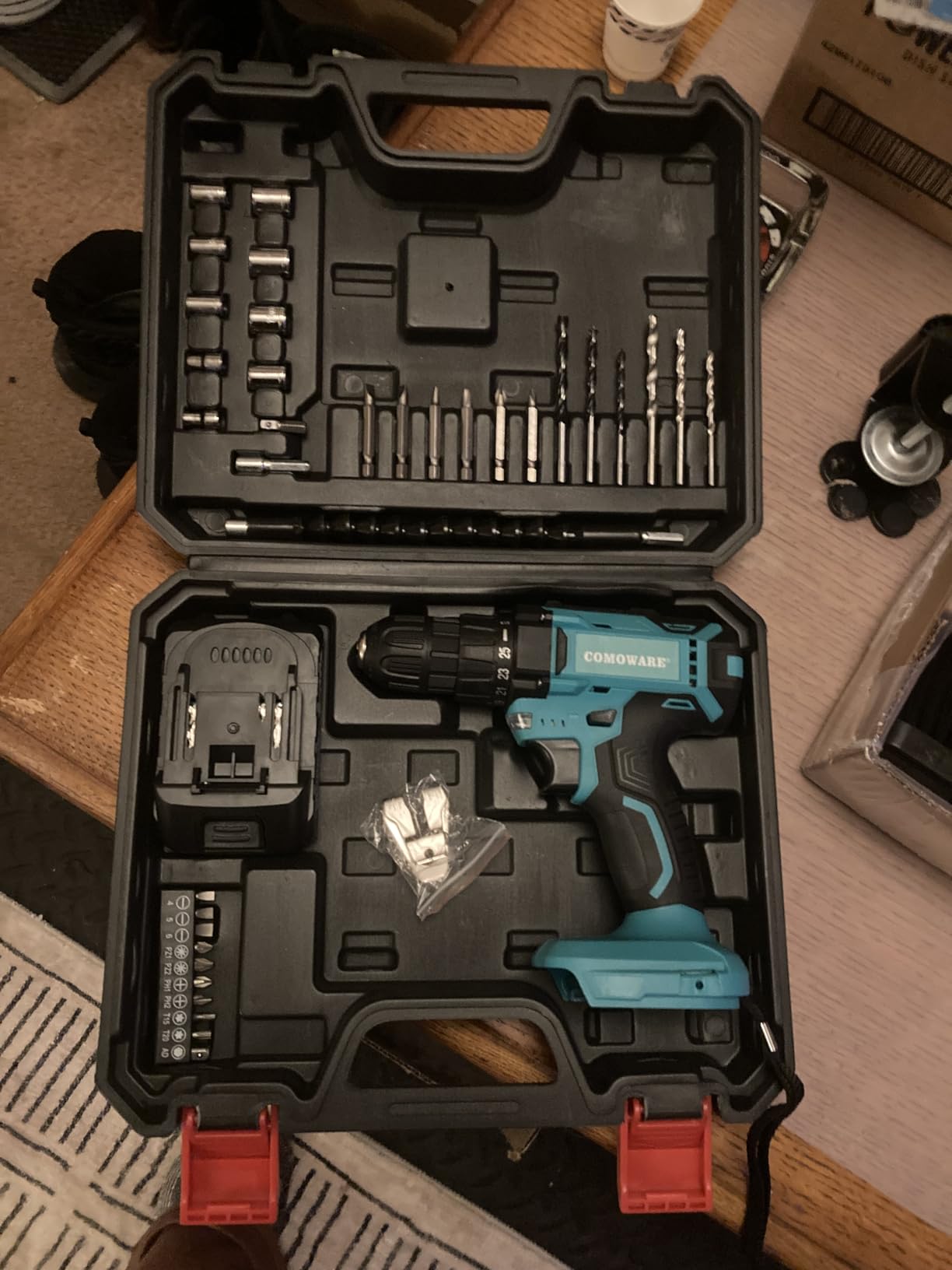COMOWARE Cordless Drill, Electric Power Drill & Bits Set w/Charger& Battery | with 1 Battery & Charger, 3/8