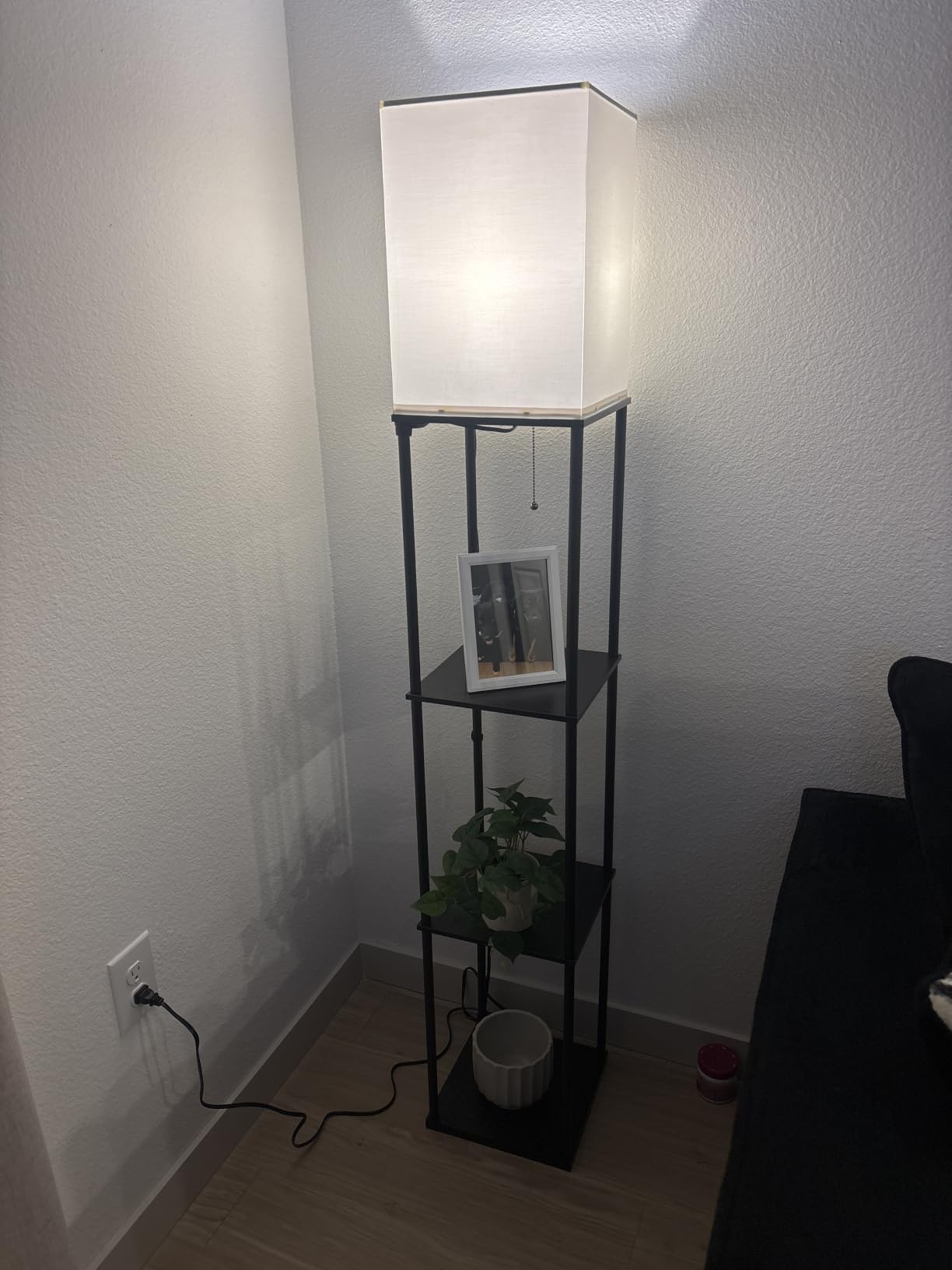 SUNMORY Floor Lamp with Shelves, Standing Lamps for Living Room, Black customer photo 1