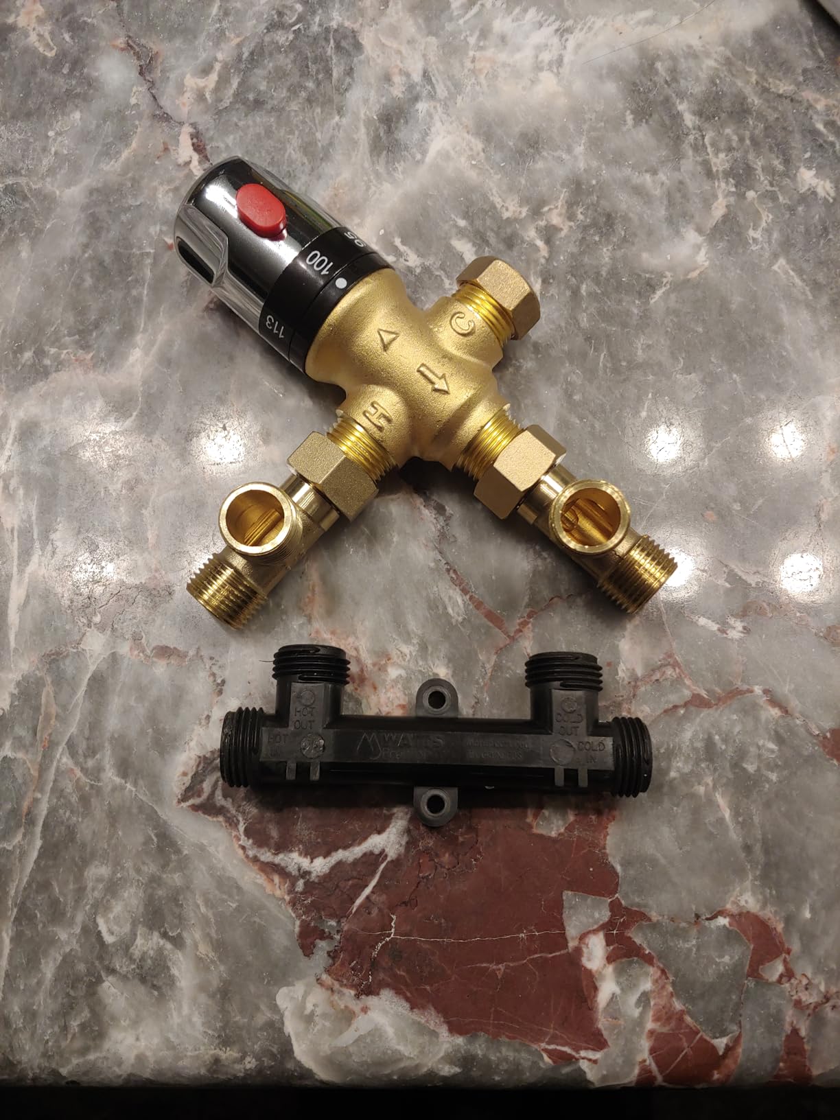 TreMax Thermostatic Mixing Valve, Shower Mixing Valve with NPT Thread US Standard, Temperature Constant Control Valve, Fahrenheit Scale Mark, Solid Brass- Golden customer photo 2
