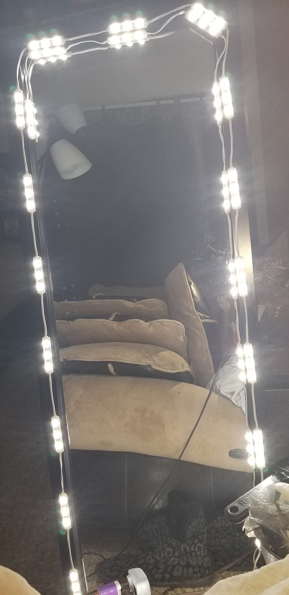 LPHUMEX Hollywood Glam Led Vanity Lights Kit, 14ft Dimmable Mirror Lights, Full Body & Bathroom Lighting, Plug in Floor Light with Power Supply (Mirror not Inlcuded) customer photo 1