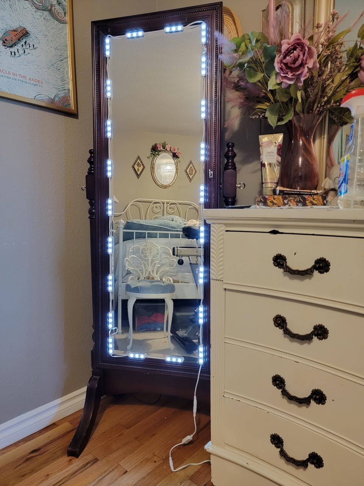 LPHUMEX Hollywood Glam Led Vanity Lights Kit, 14ft Dimmable Mirror Lights, Full Body & Bathroom Lighting, Plug in Floor Light with Power Supply (Mirror not Inlcuded) customer photo 2