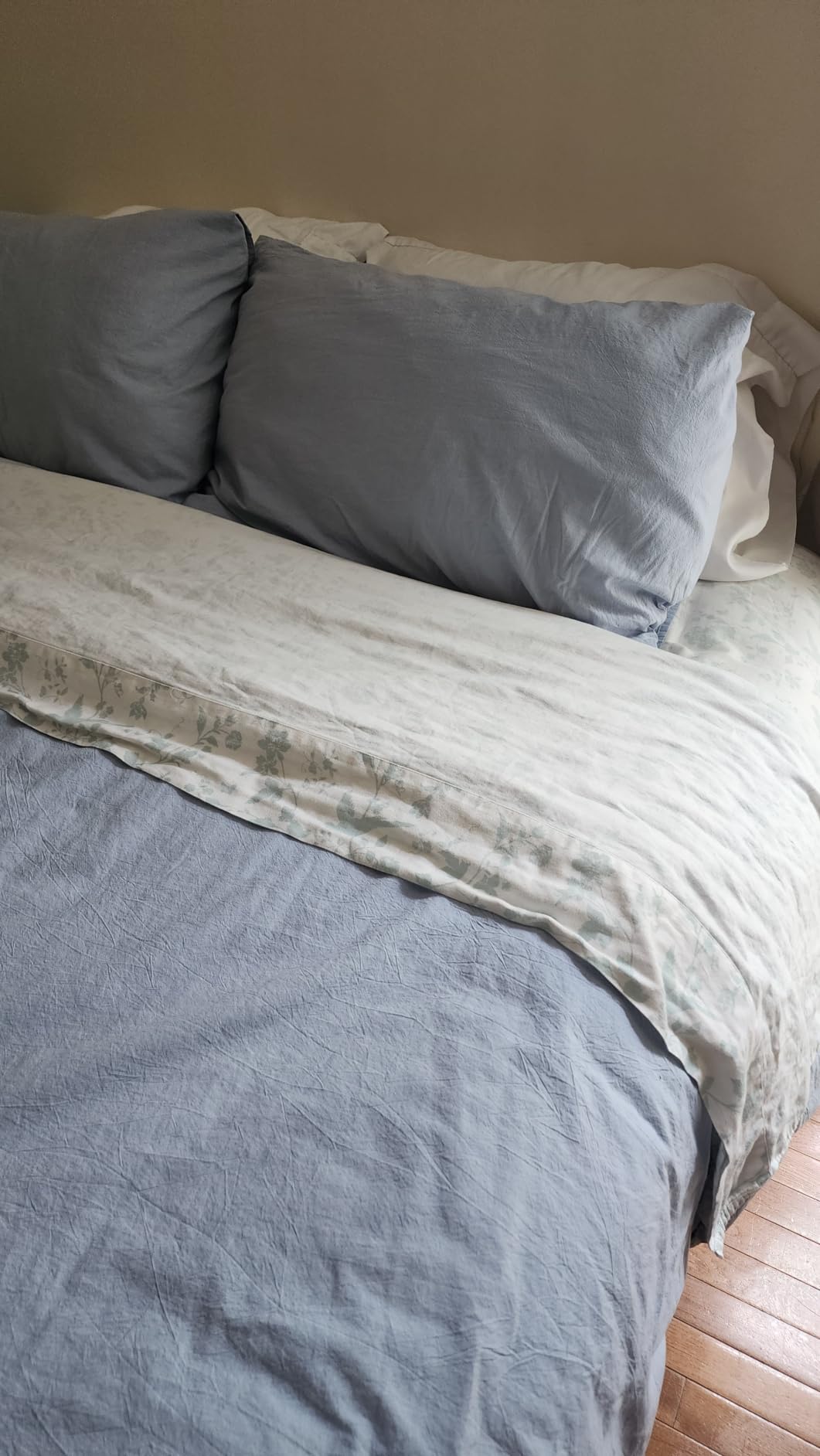 BESTOUCH Cotton Solid Duvet Cover Set Linen Feel Cornflower Blue Queen customer photo 1
