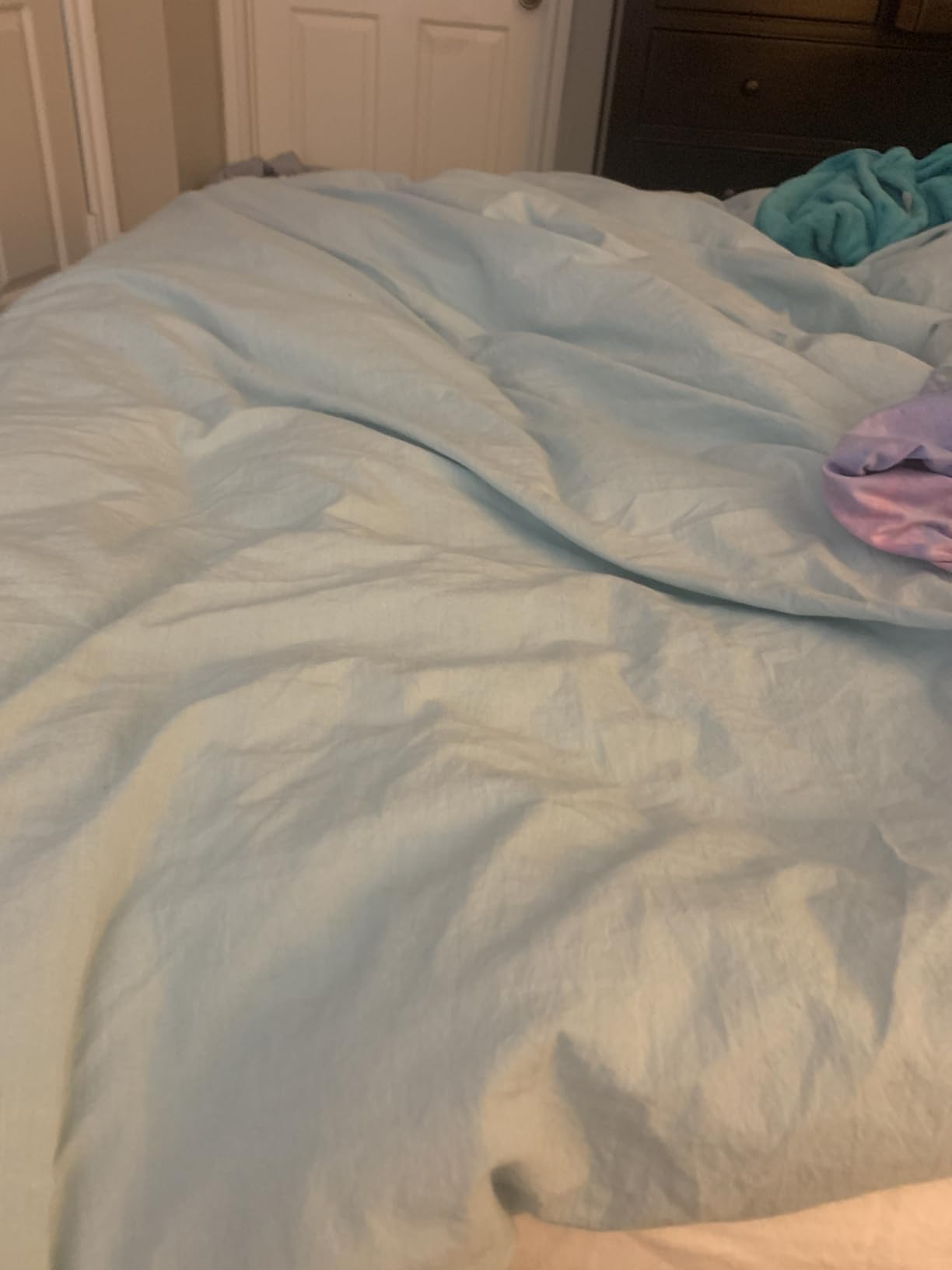 BESTOUCH Cotton Solid Duvet Cover Set Linen Feel Cornflower Blue Queen customer photo 2