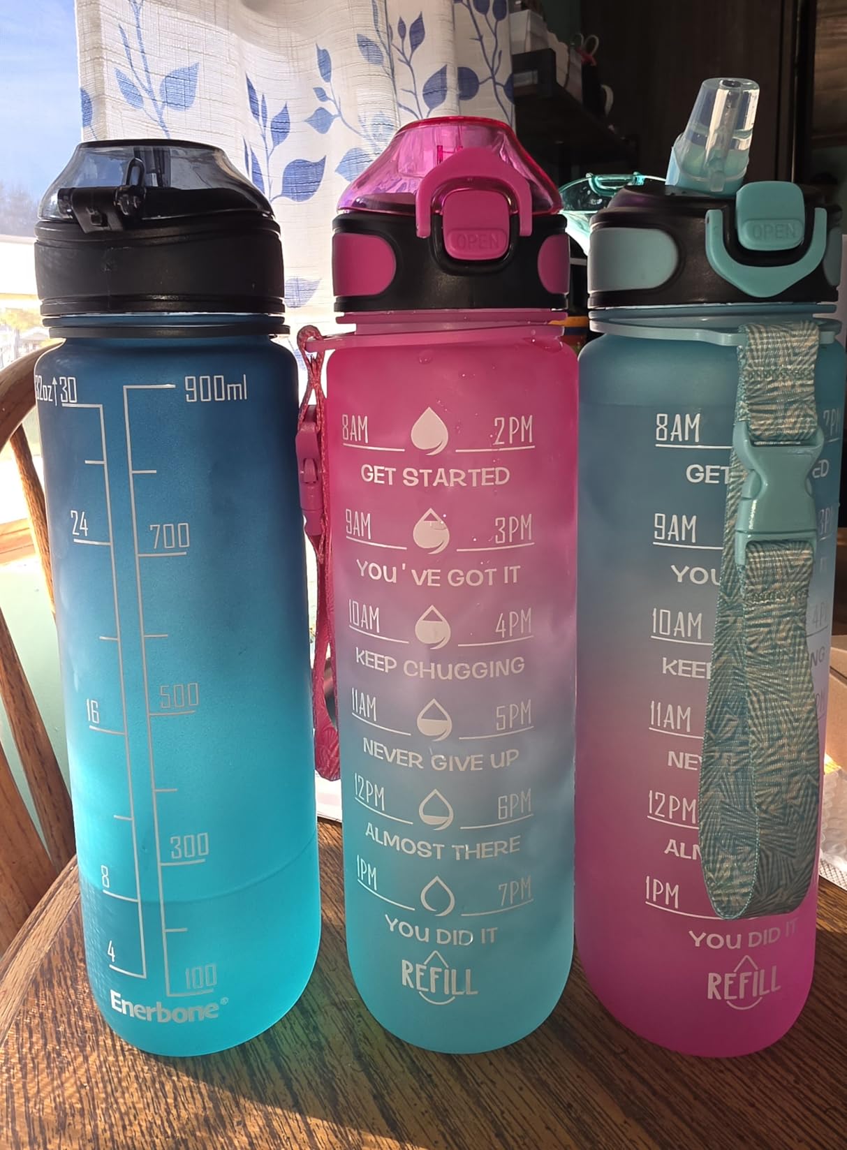 Enerbone 32 oz Drinking Water Bottle with Times to Drink and Straw, Motivational with Carrying Strap, Leakproof BPA & Toxic Free, Ensure You Drink Enough Water for Fitness Gym Outdoor customer photo 1