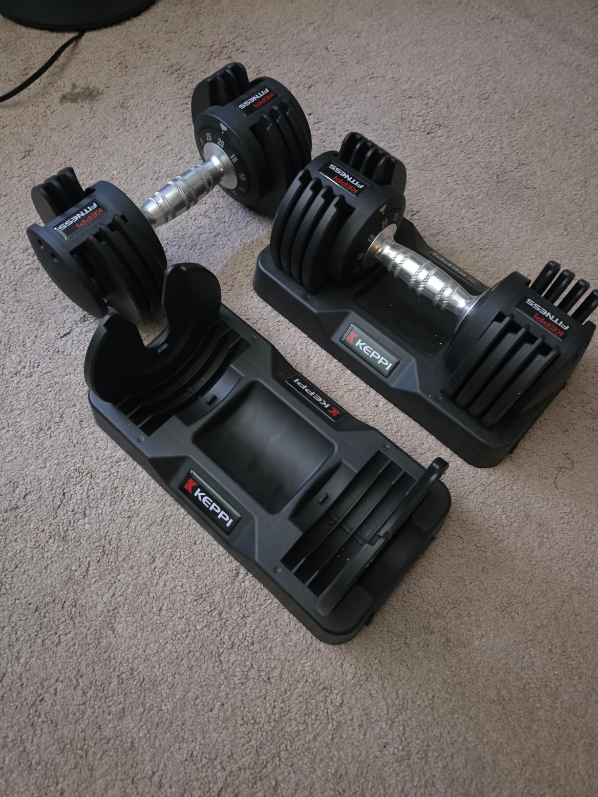 Keppi Adjustable Dumbbells Set-25lb/40lb/55lb/60lb, Anti-Slip Metal Fast Adjust Weight Handle, Exercise & Fitness for Full Body Workout - Adjustable Dumbbell Series customer photo 1
