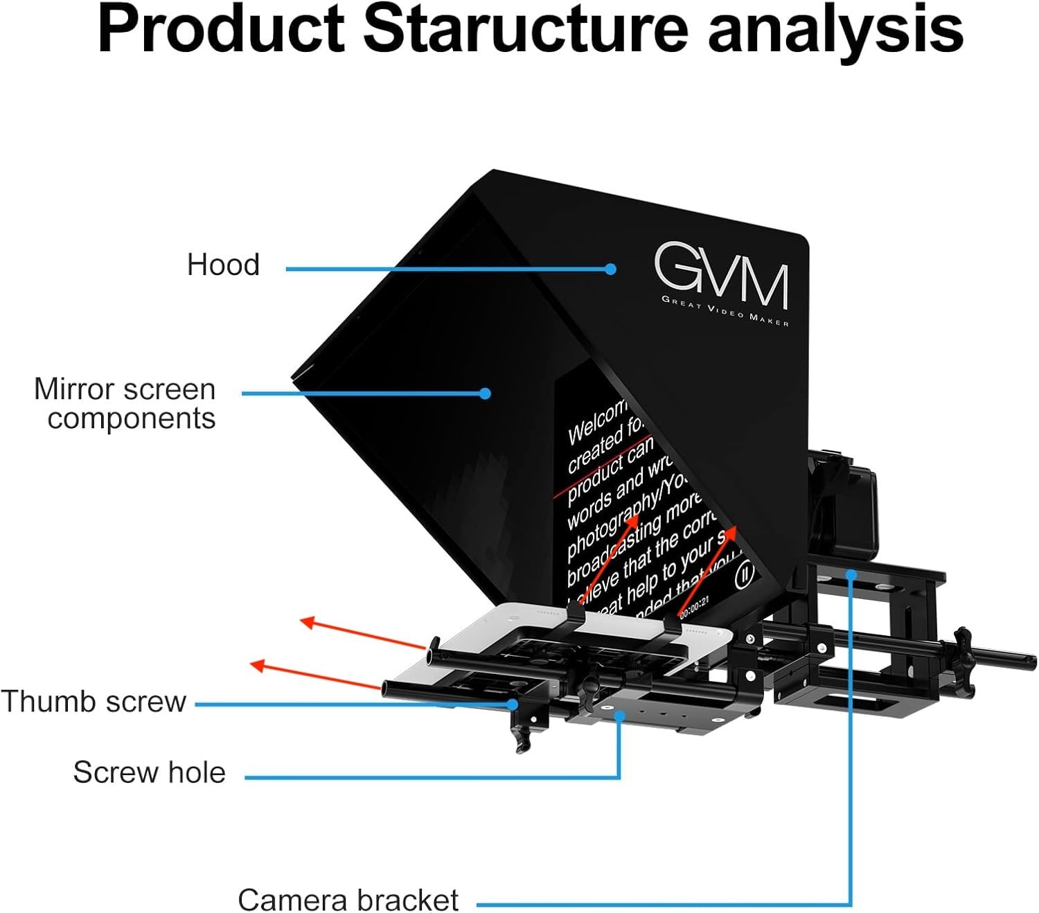 GVM Teleprompters for ipad Tablet DSLR Camera Portable 18'' Teleprompter Kit with Remote Control & App,Solid Aluminum Constructions,Colorless Spectroscope,Ultra HD Wide-Angle Lens customer photo 1
