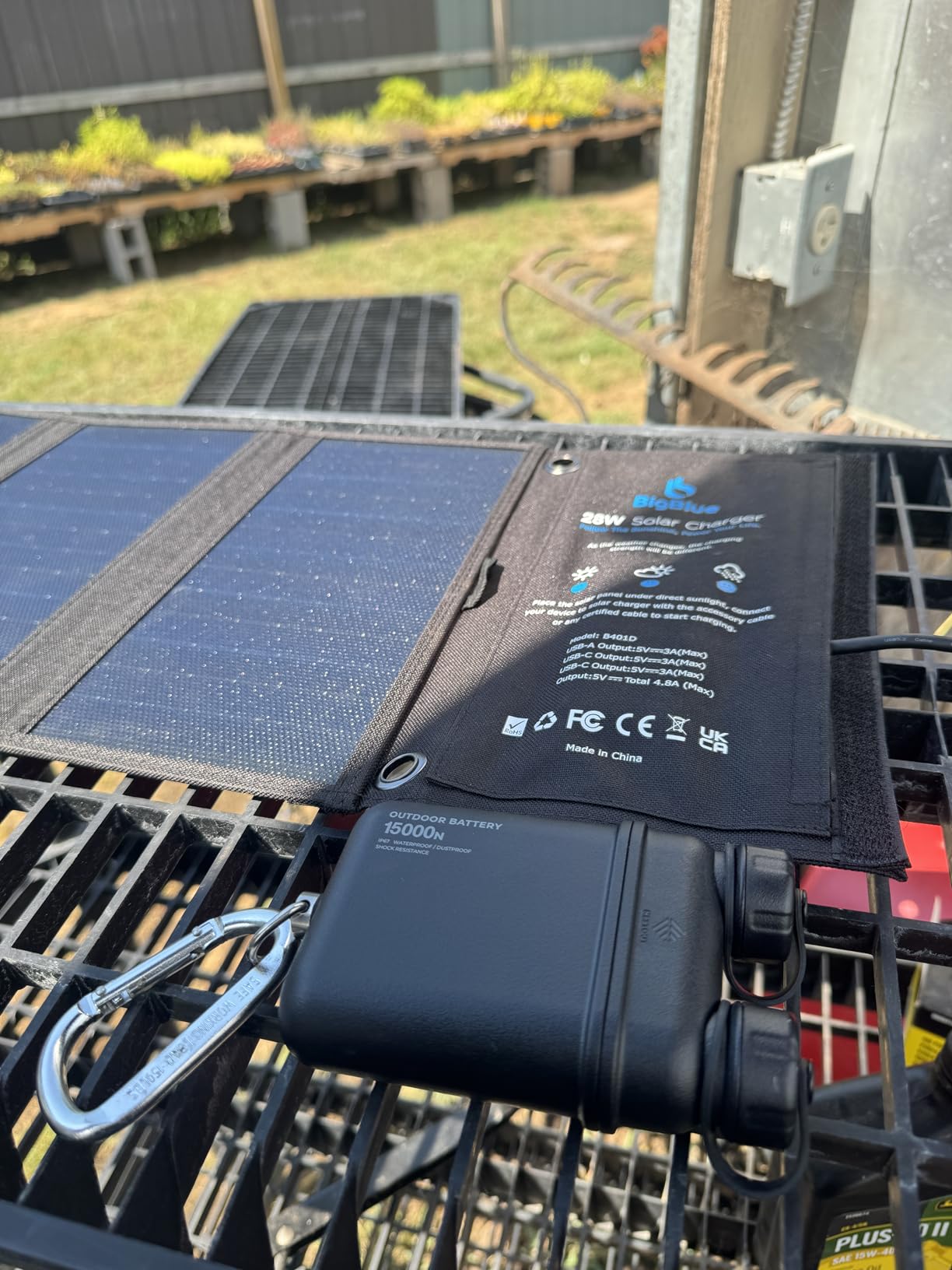 [Upgraded Tiny Solar Charger] BigBlue 14W Solar Panels with USB-A Port(5V/2.4A Max), IPX4 Waterproof, Portable Solar Phone Charger for Hiking, Compatible with iPhone X/8/7, Tablet, Samsung LG etc customer photo 2